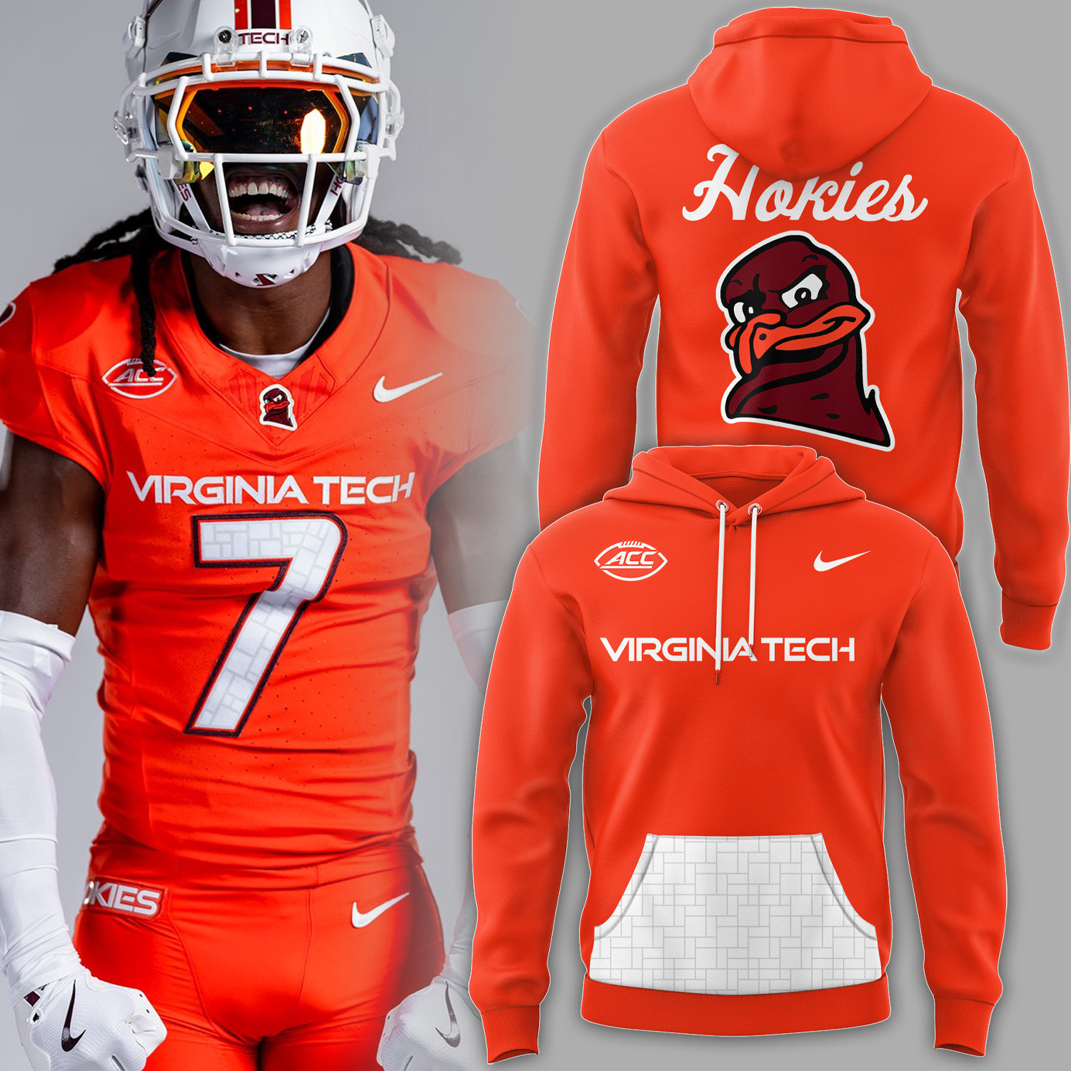 Virginia Tech Hokies Ncaa 2025 Nike Orange Hoodie Fan Gift