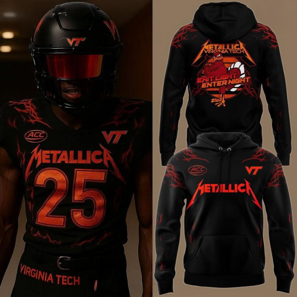 Virginia Tech Hokies x Metallica 2025 Hoodie Fan Merch Gifts For Boyfriend