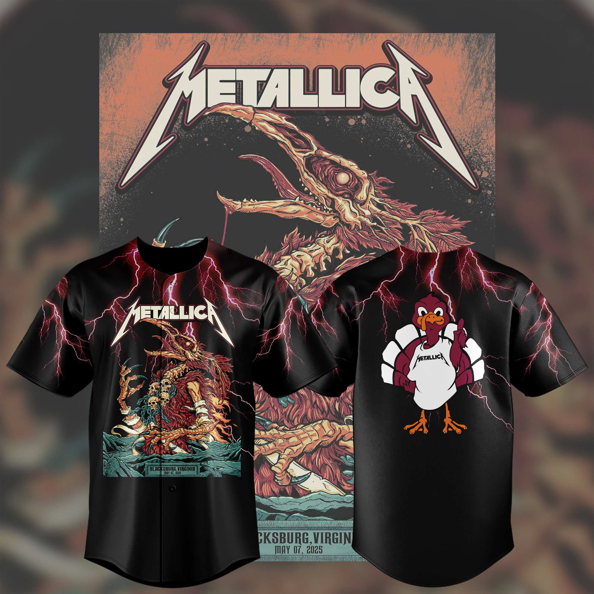 Virginia Tech Metallica M72 World Tour 2025 Black Jerseys Gift For Music Lovers