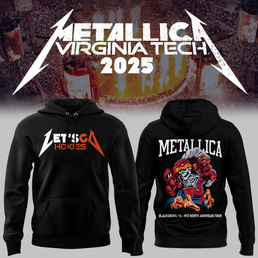 Virginia Tech Metallica M72 World Tour 2025 Let's Go Hokies Black Hoodie Gift For Music Lovers