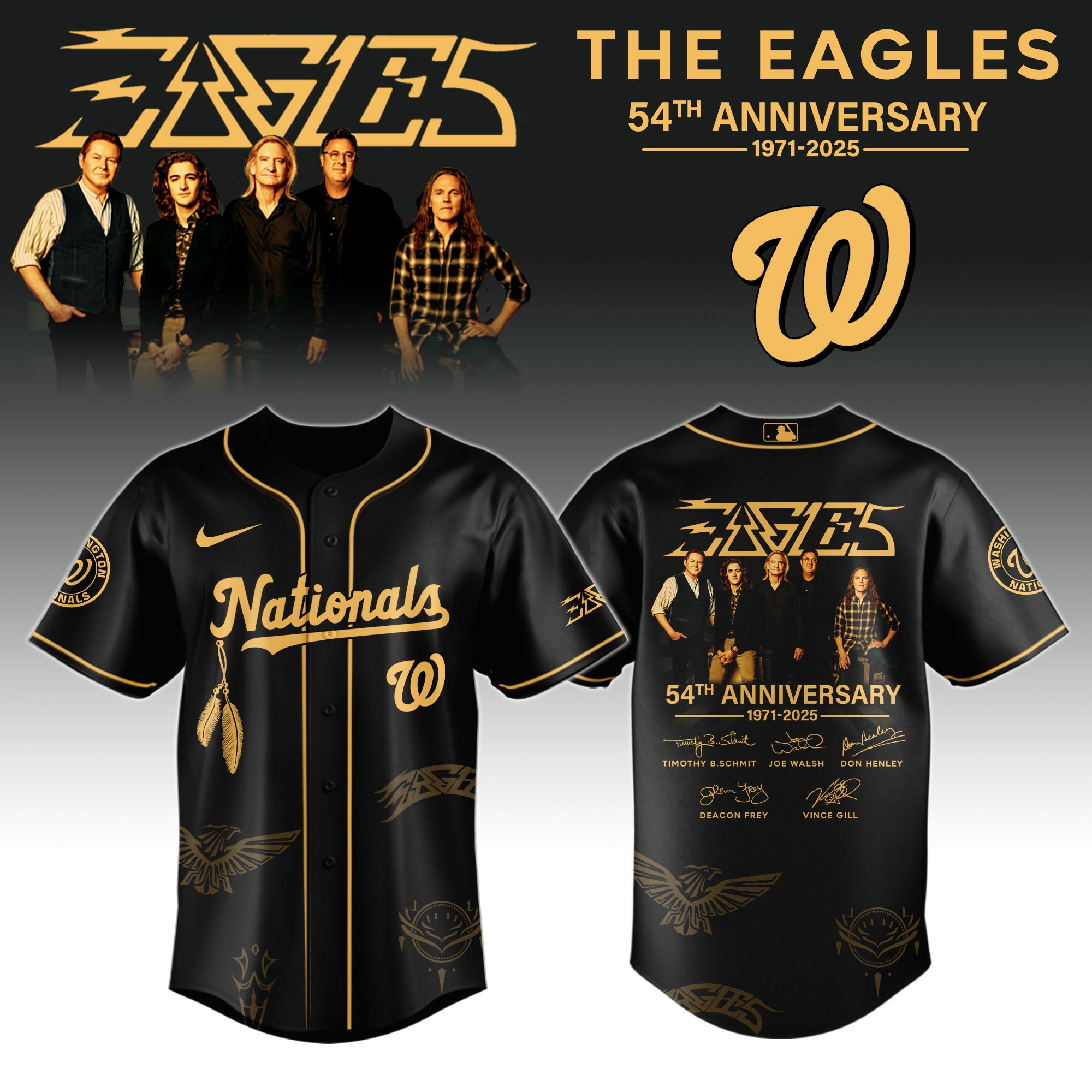 W Nationals X Eagles Band Music Jersey 2025 Great Gift For Baseball Lovers