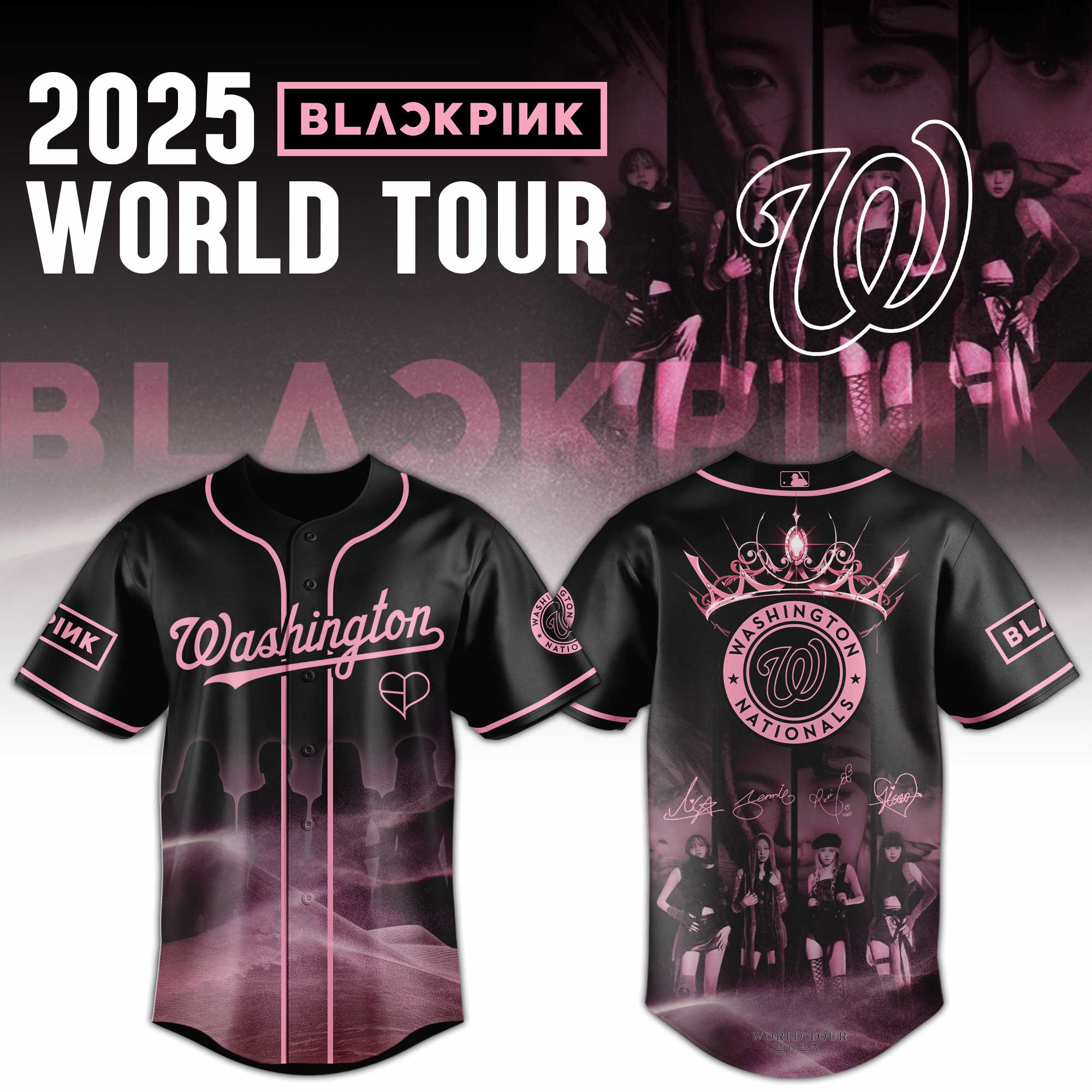 Washington Nationals Mlb X Black Pink World Tour Baseball Jersey For Fans