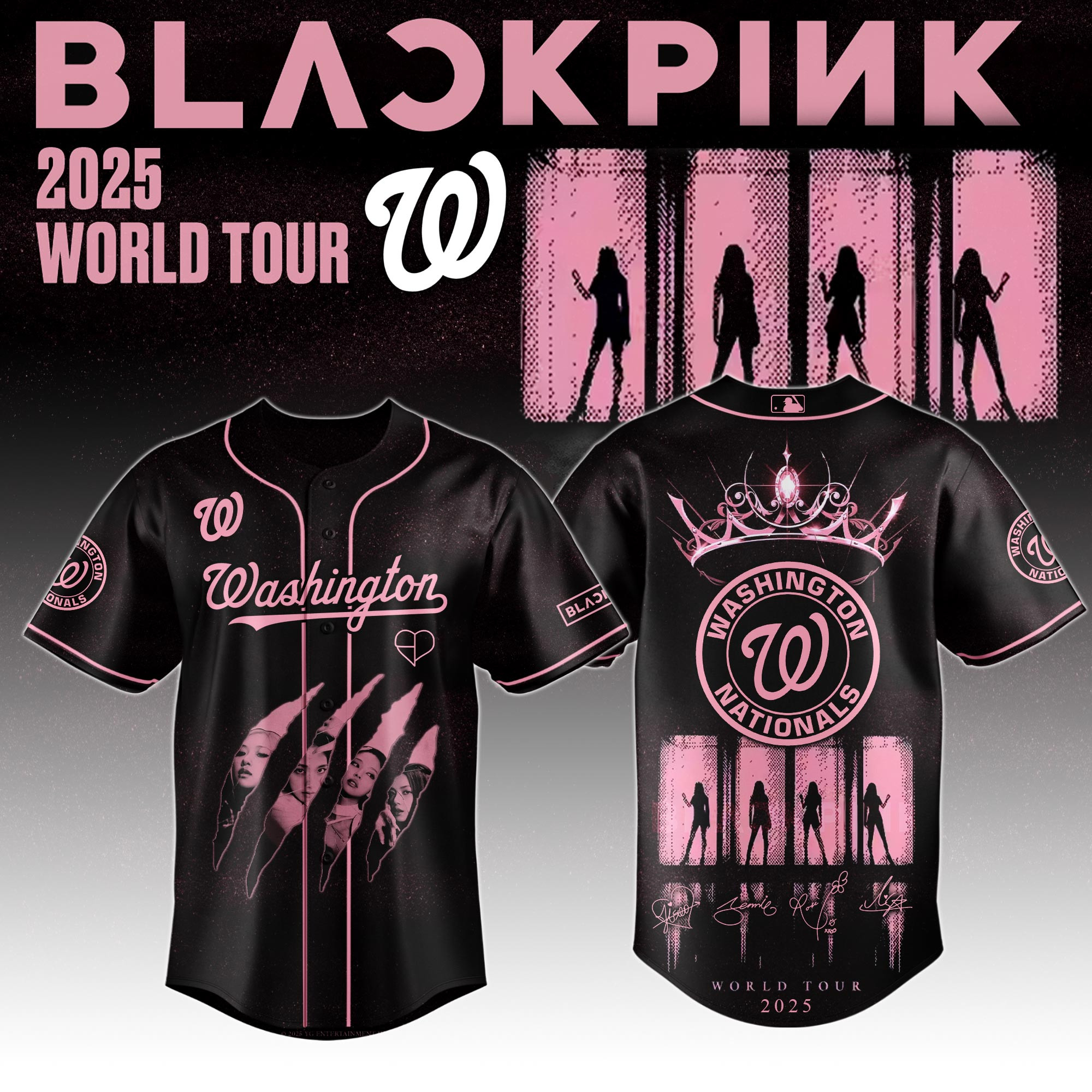 Washington Nationals Mlb X Black Pink World Tour Baseball Jersey For Fans Nationals Merch