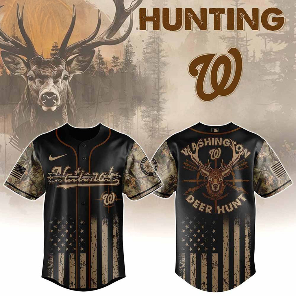 Washington Nationals MLB X Deer Hunting Baseball Jersey Nationals Merch Gifts For Deer Hunters