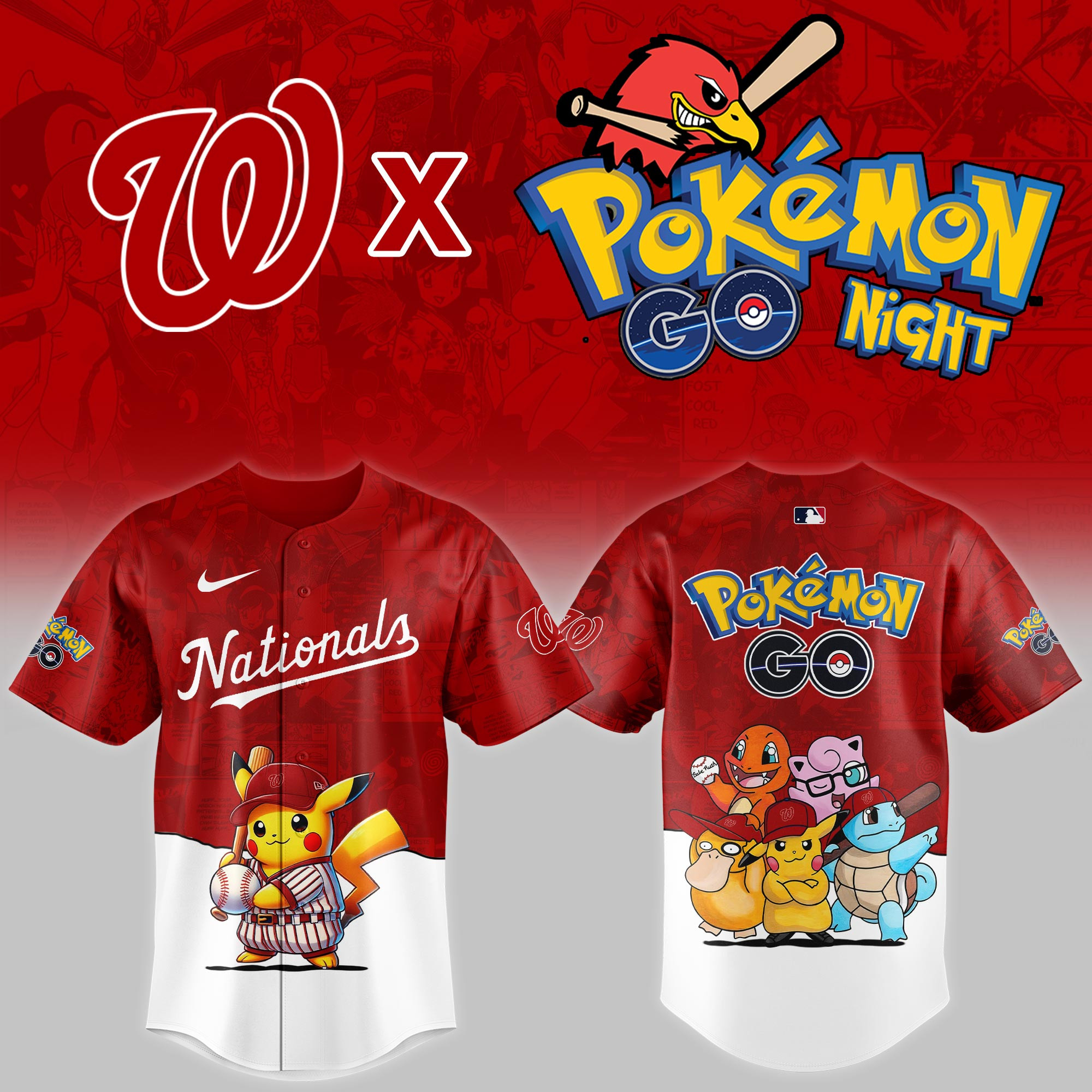 Washington Nationals Mlb X Pokemon Go Night Baseball Jersey For Fan
