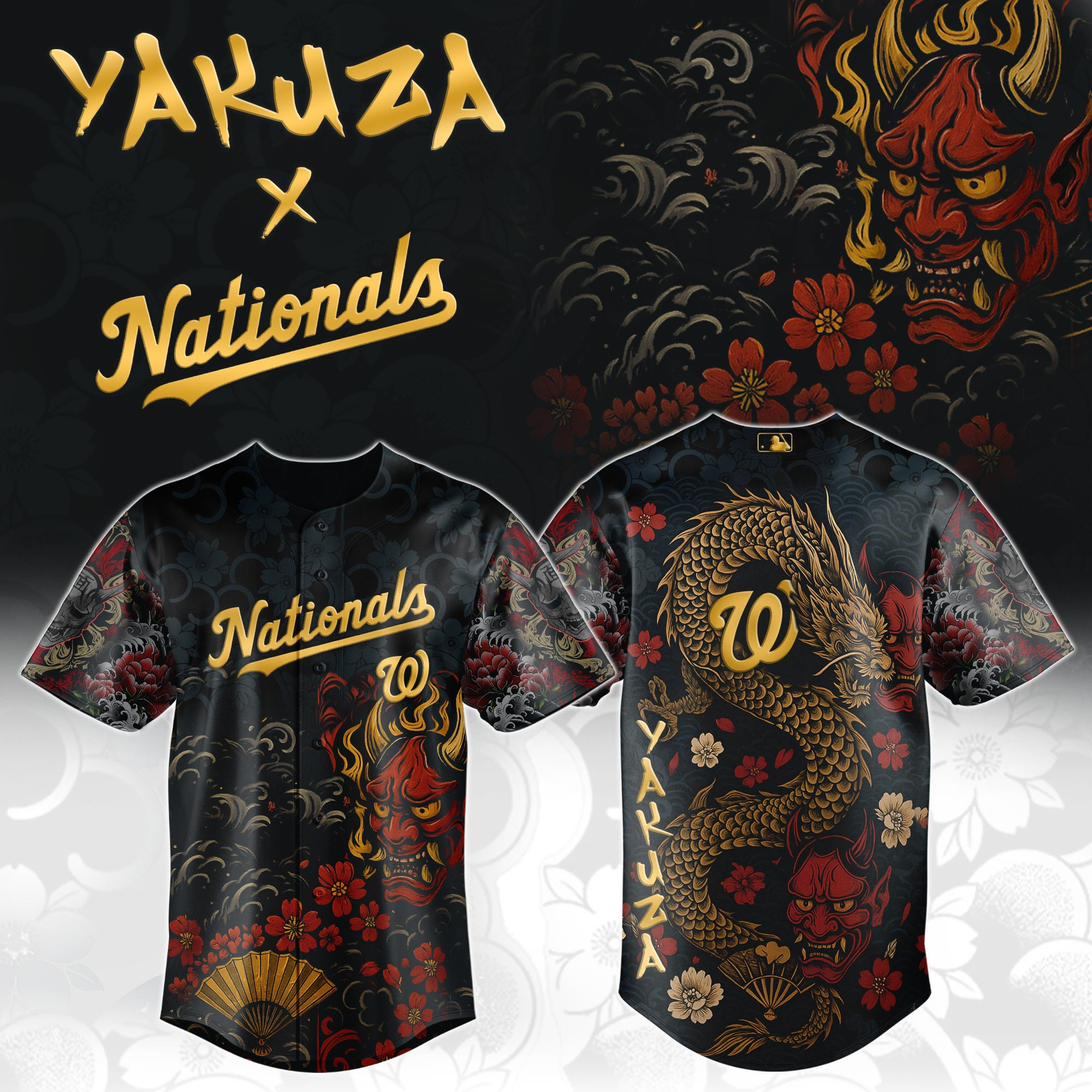 Washington Nationals Mlb X Yakuza Dragon Oni Baseball Jersey For Fans