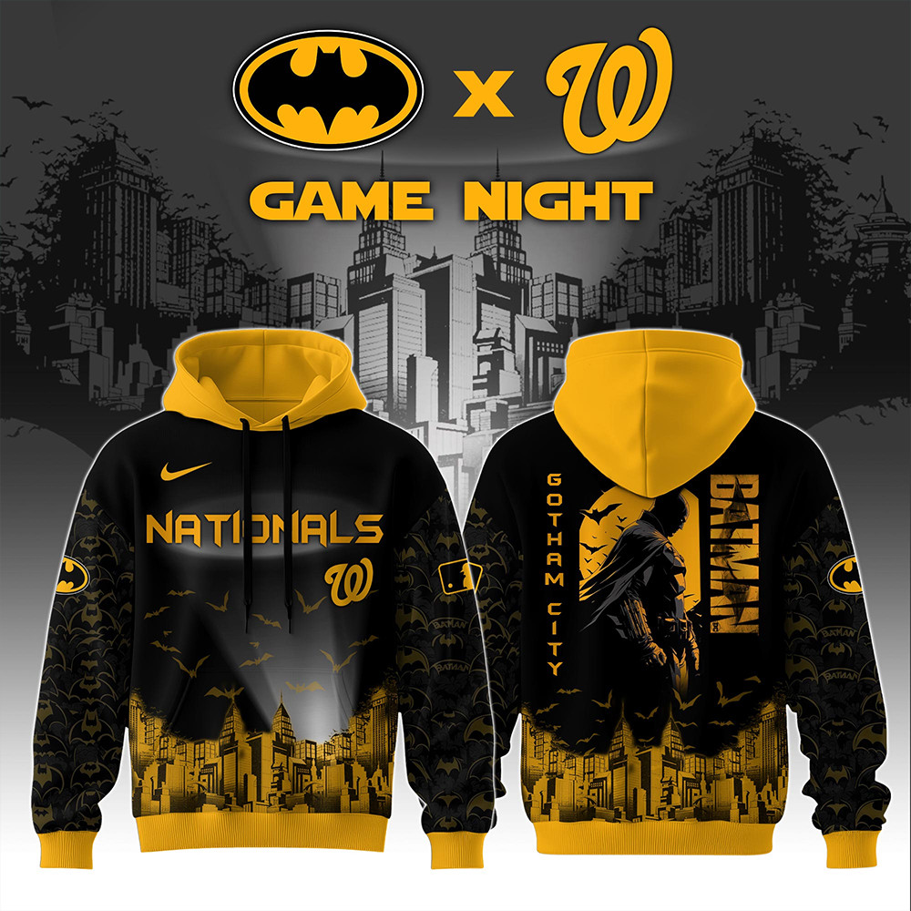 Washington Nationals x DC Batman Game Night Hoodie Gifts For Baseball Fans