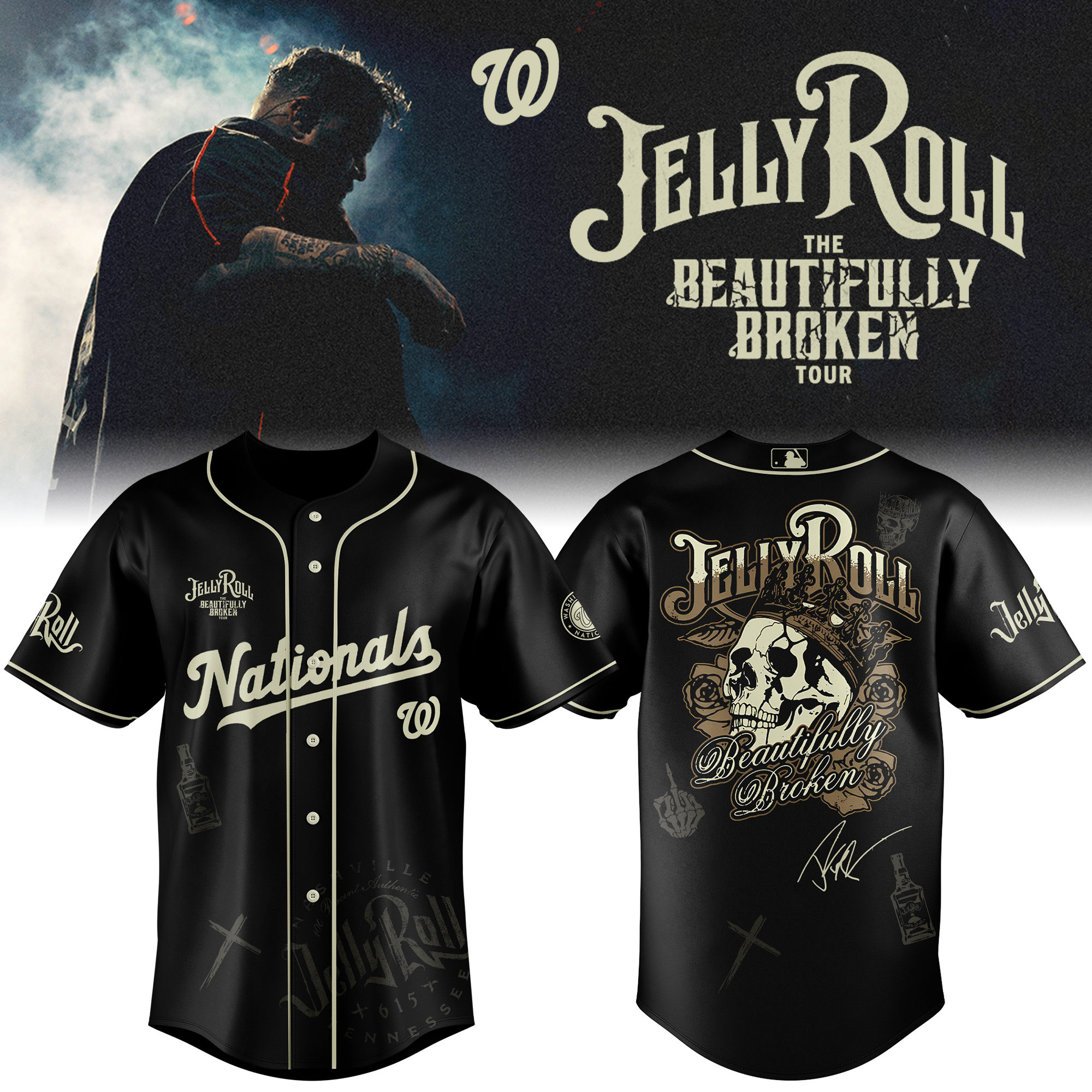 Washington Nationals X Jelly Roll Baseball Jersey 2025 Gift For Baseball Fans