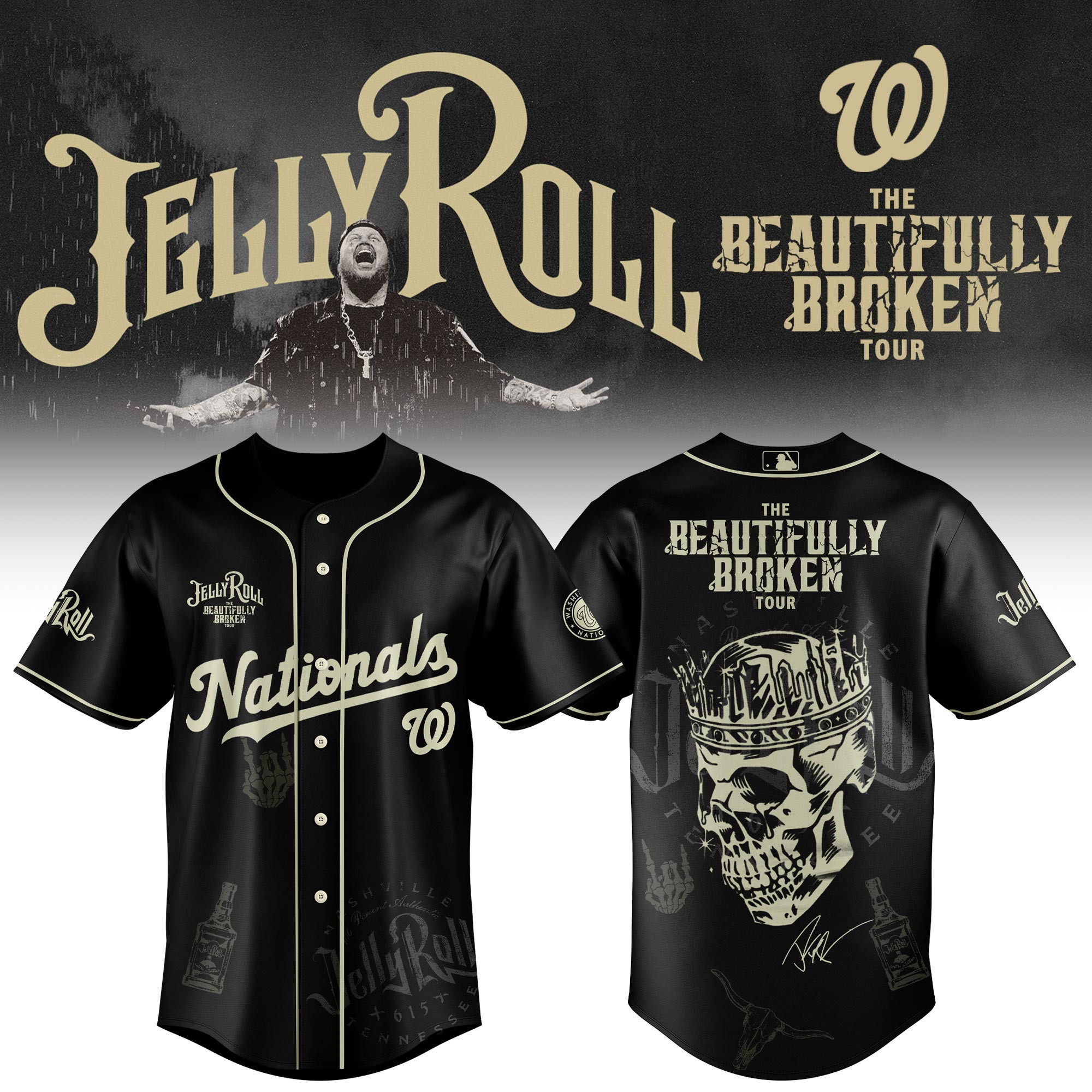 Washington Nationals X Jelly Roll Baseball Jersey 2025 Gift For Jelly Roll Fans