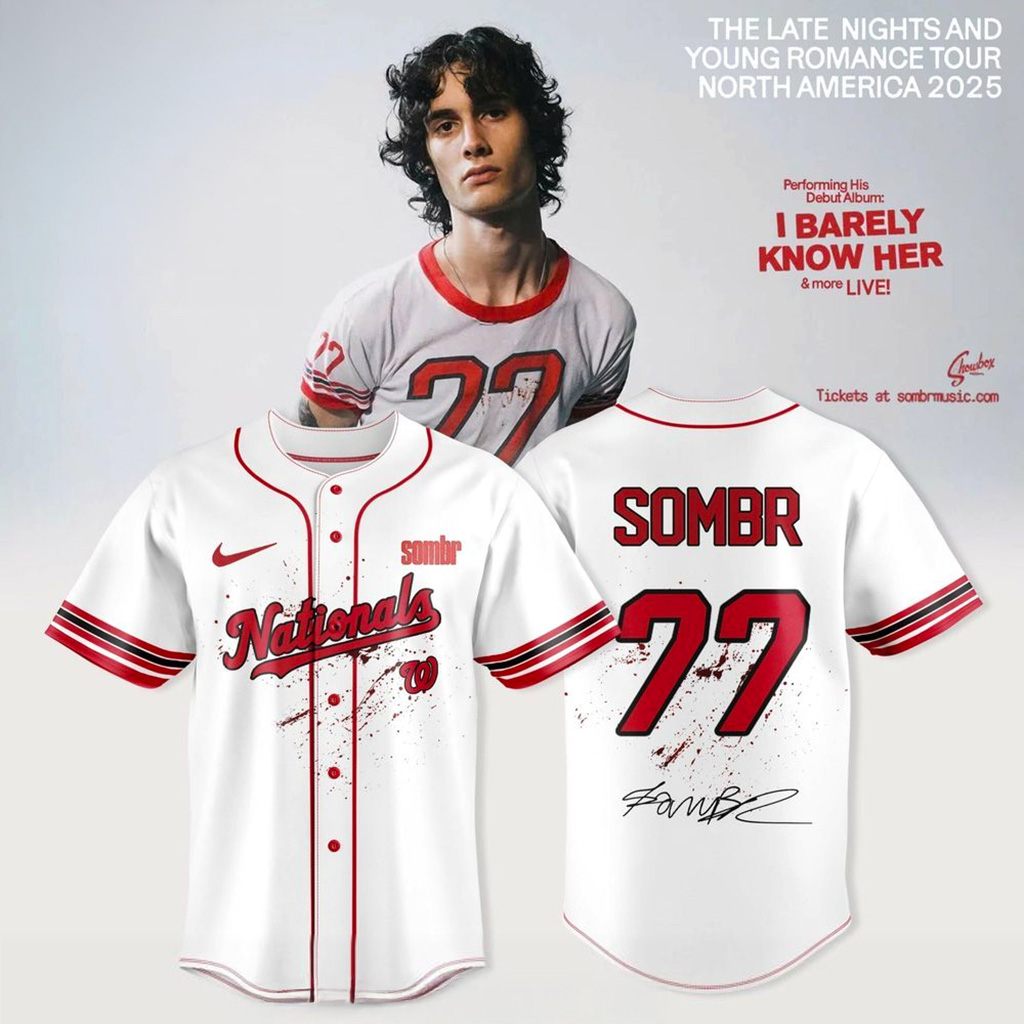 Washington Nationals X Sombr The Late Nights Young Romance Tour 2025 Jersey Nationals Merch