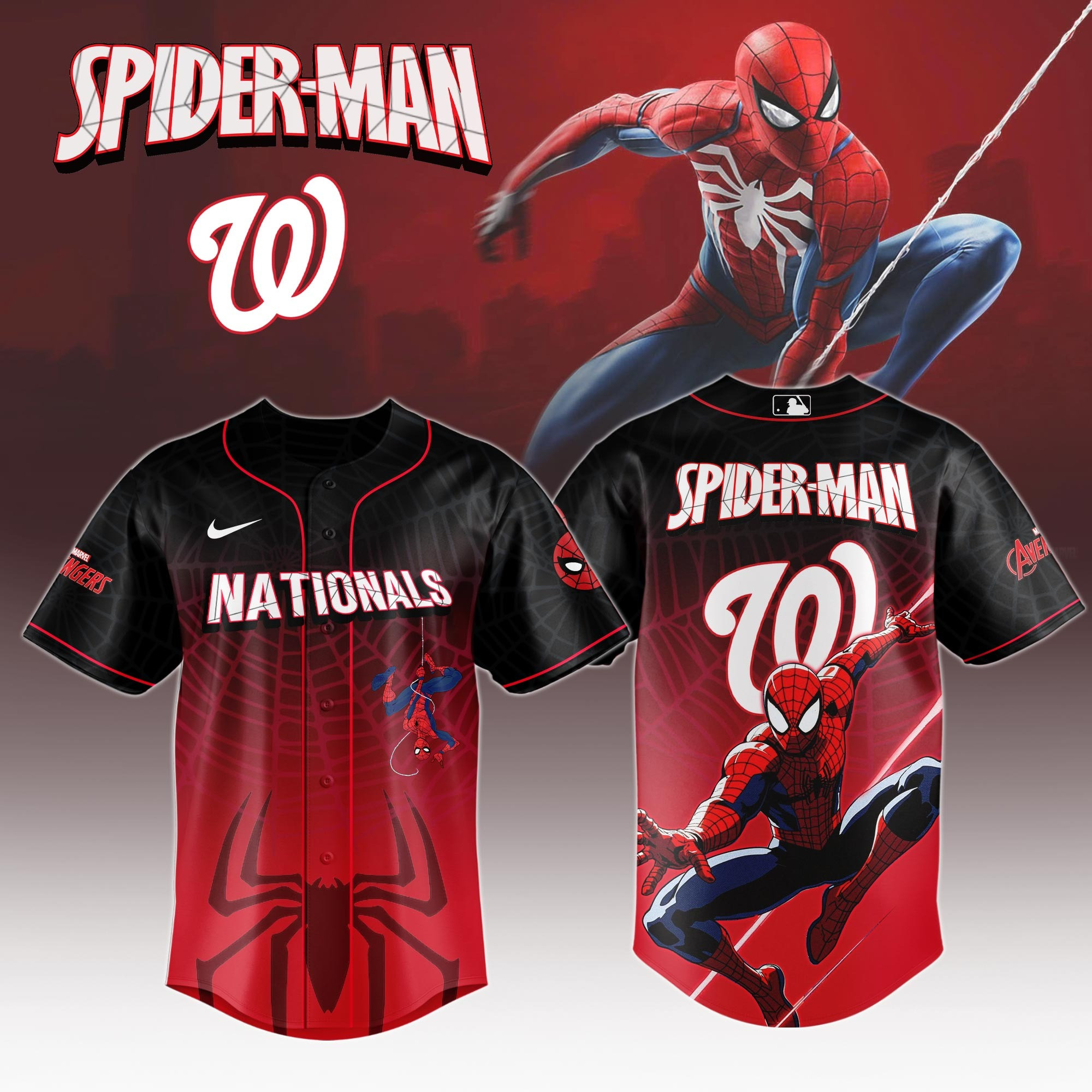 Washington Nationals x Spider Man Game Night Special Edition Jersey Washington Nationals Merch