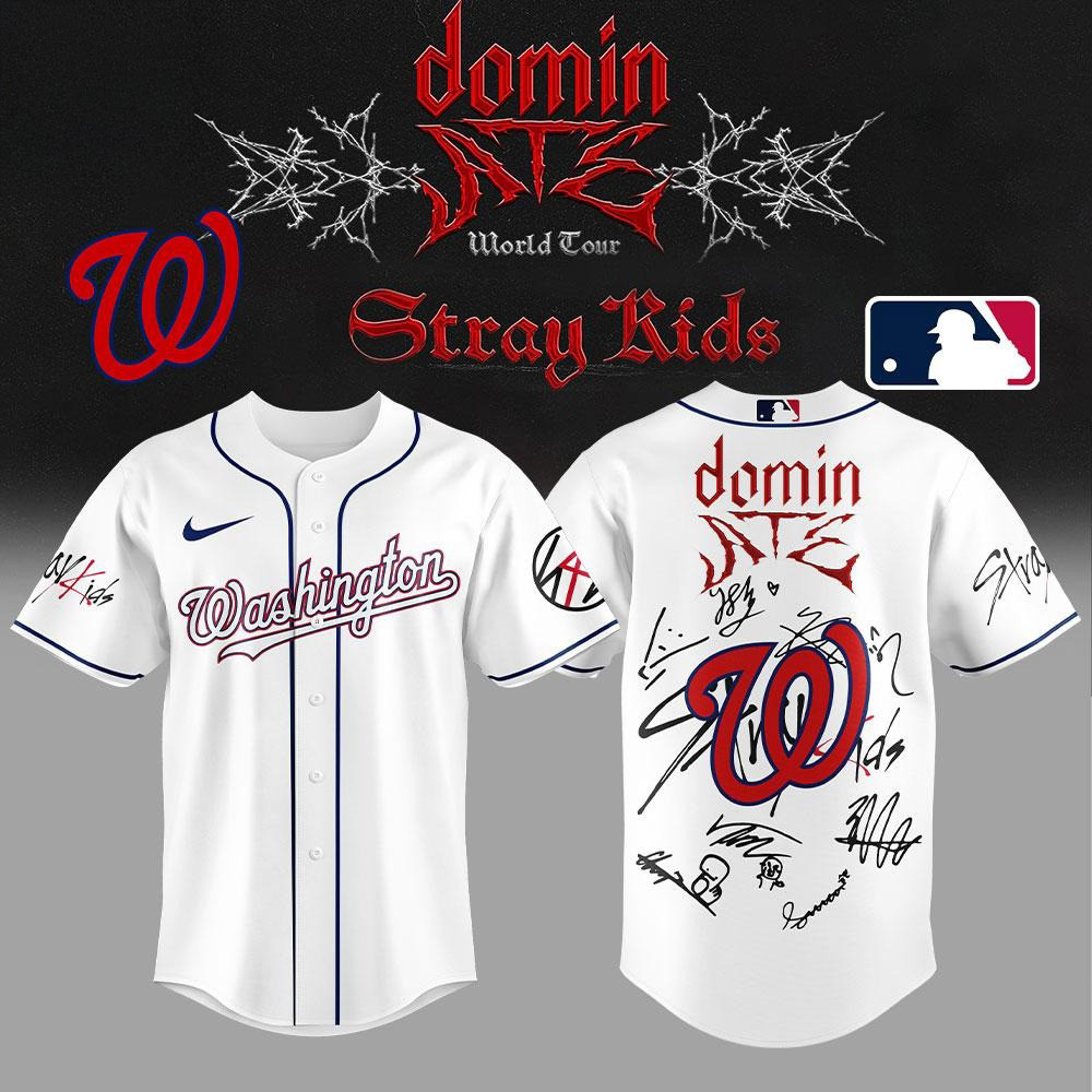 Washington Nationals X Stray Kids Signature Baseball Jersey Washington Nationals Merch
