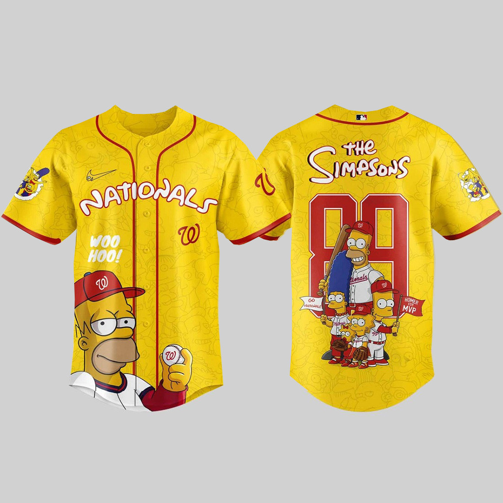 Washington Nationals X The Simpsons Baseball Jersey Washington Nationals Merch Fans Gifts