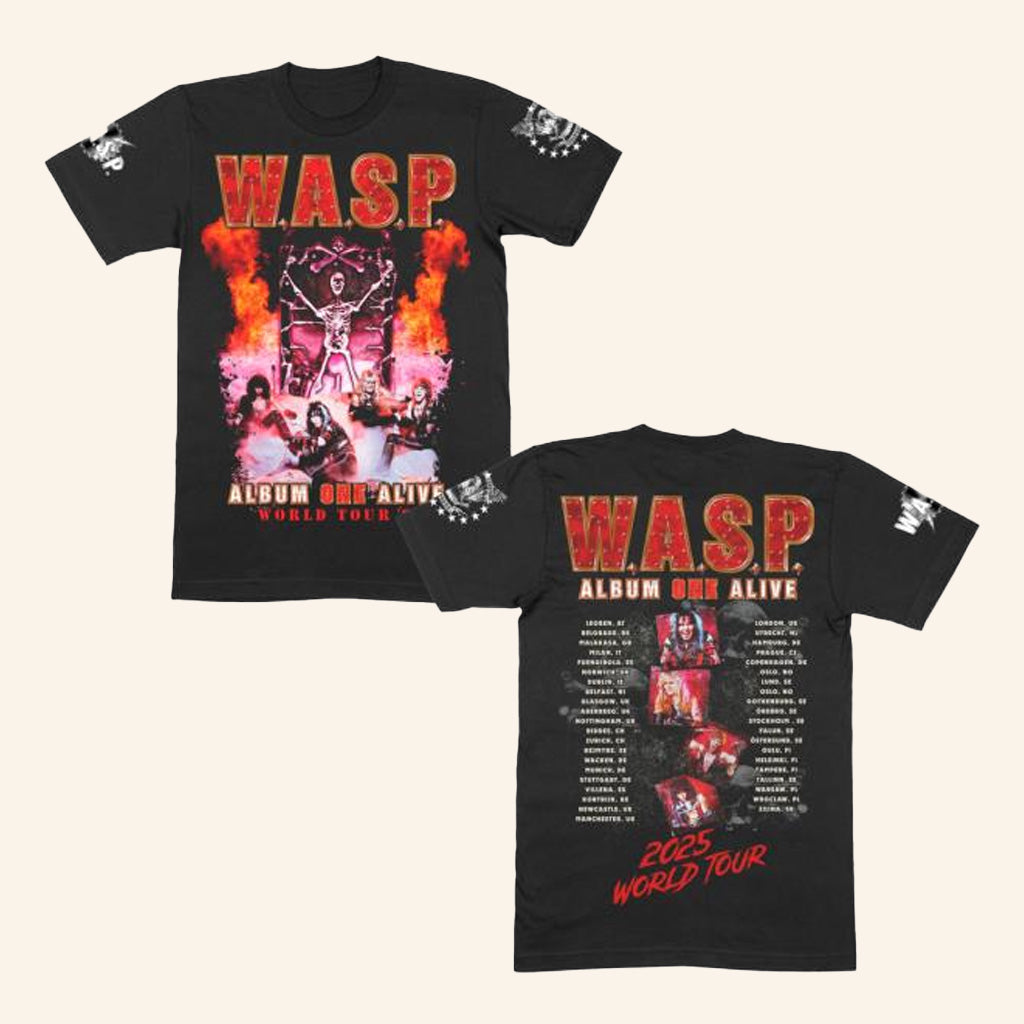 Wasp MFL Merch Album One Alive Band World Tour 2025 Black T-Shirt Fans Gifts