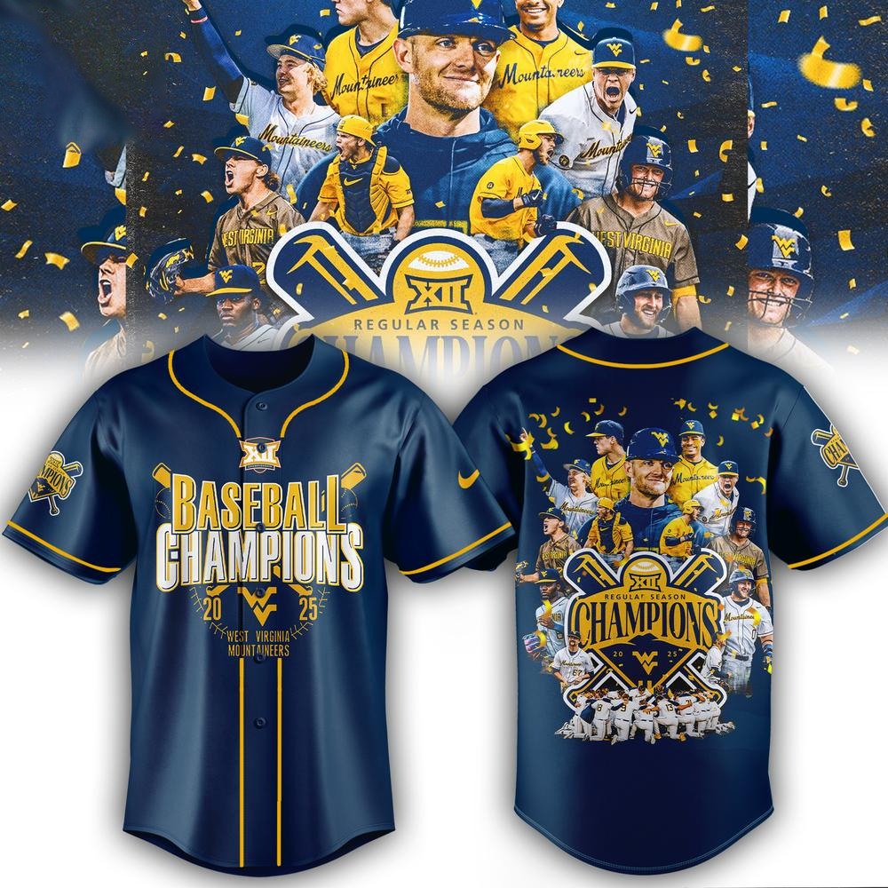 West Virginia Mountaineers Baseball Big 12 Champions Baseball Jersey Gifts For Football Fan