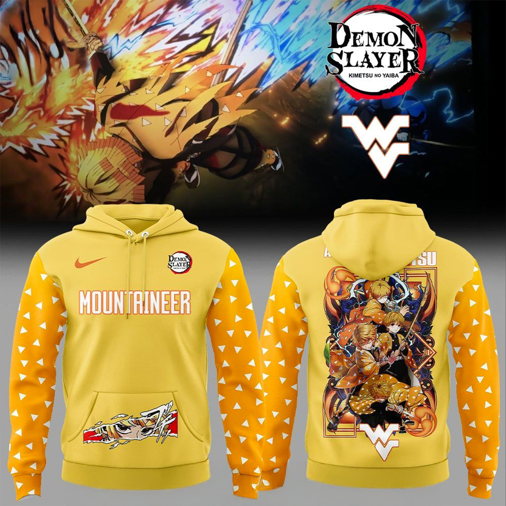 West Virginia Mountaineers X Demon Slayer Agatsuma Zenitsu Hoodie Mountaineers Merch