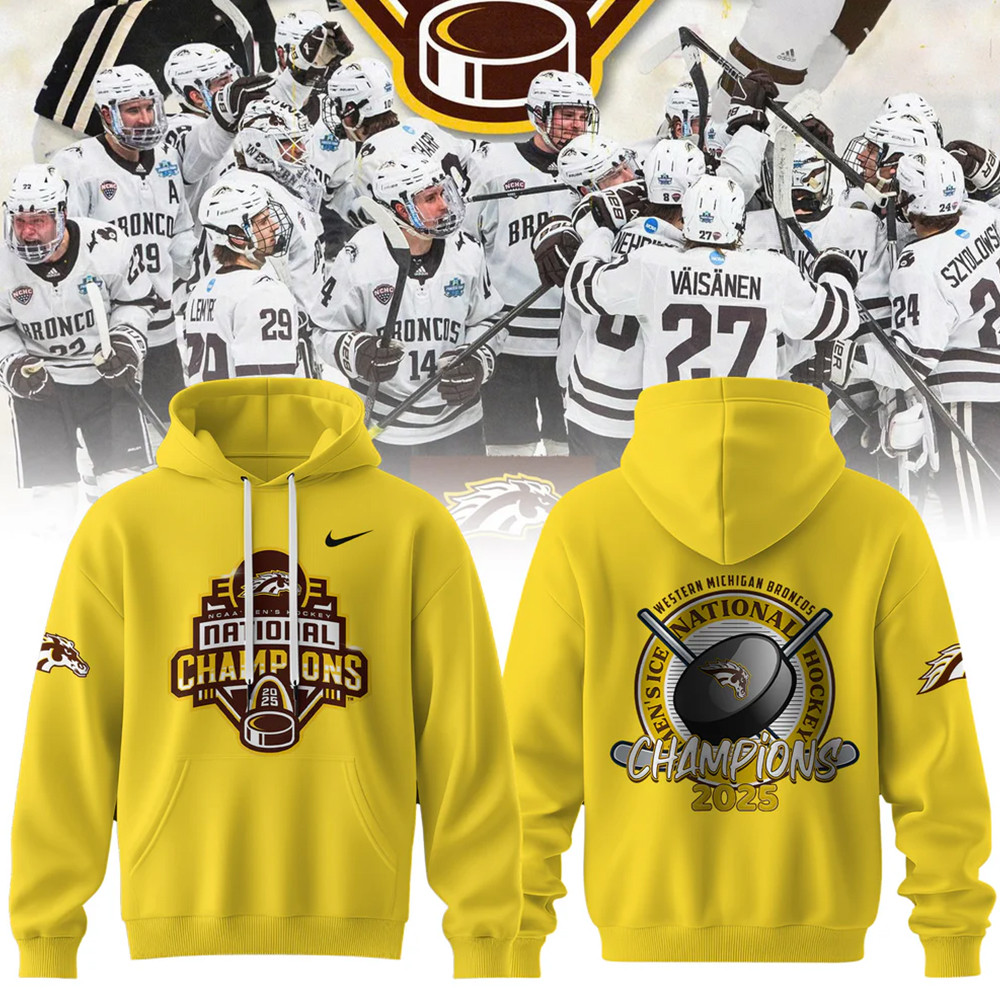Western Michigan Broncos Men's Ice Hockey National Champions 2025 Hoodie Fans Gift Ideas
