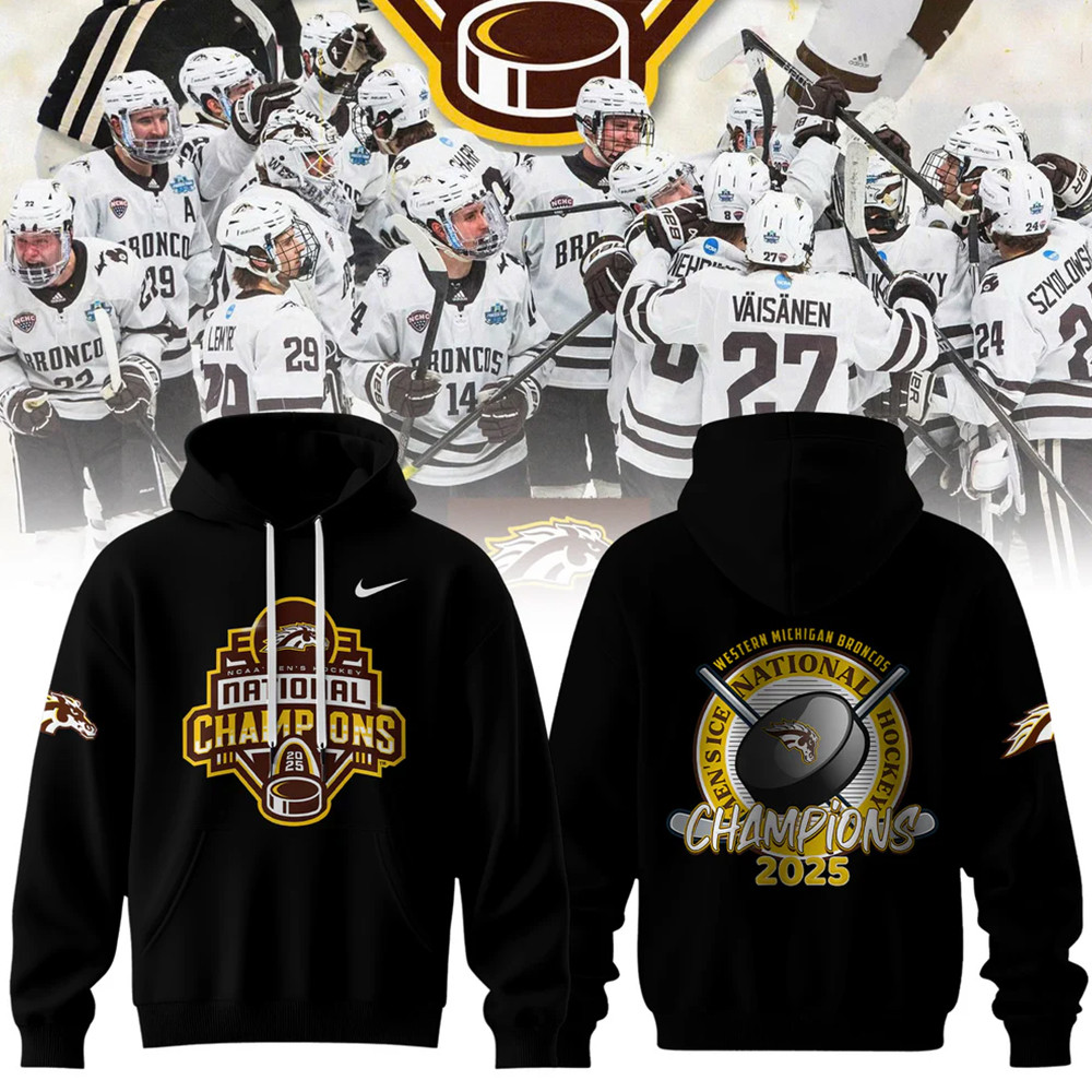 Western Michigan Broncos Men's Ice Hockey National Champions 2025 Hoodie Fans Gift Ideas