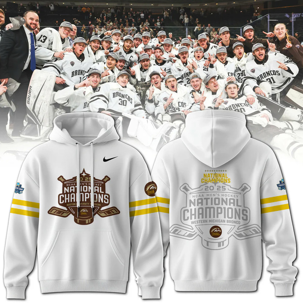 Western Michigan Broncos Men's Ice Hockey National Champions 2025 Hoodie Gifts For Dad