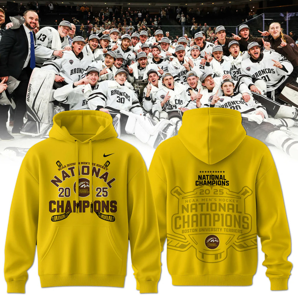 Western Michigan Broncos Men's Ice Hockey National Champions 2025 Hoodie Gifts For Dudes