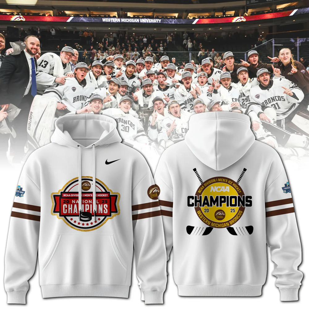 Western Michigan Broncos Men's Ice Hockey National Champions 2025 Hoodie Gifts For Hockey Fan