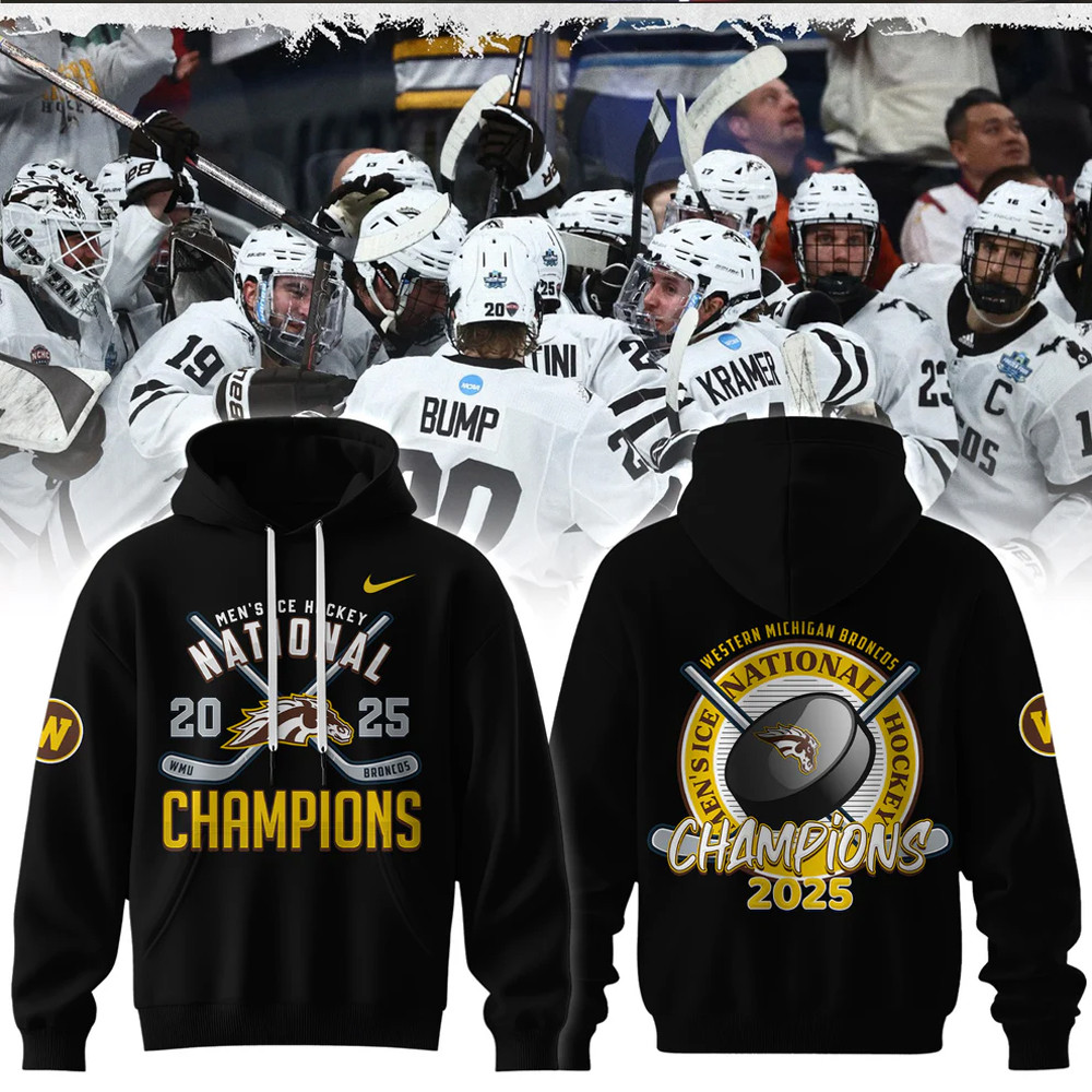 Western Michigan Broncos Men's Ice Hockey National Champions 2025 Hoodie Husband Gifts