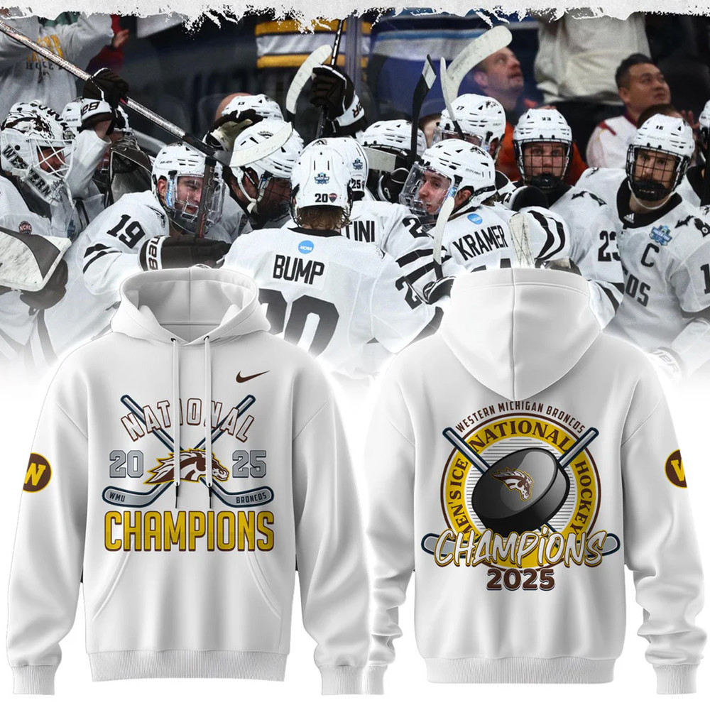 Western Michigan Broncos men's ice hockey National Champions 2025 Hoodie13