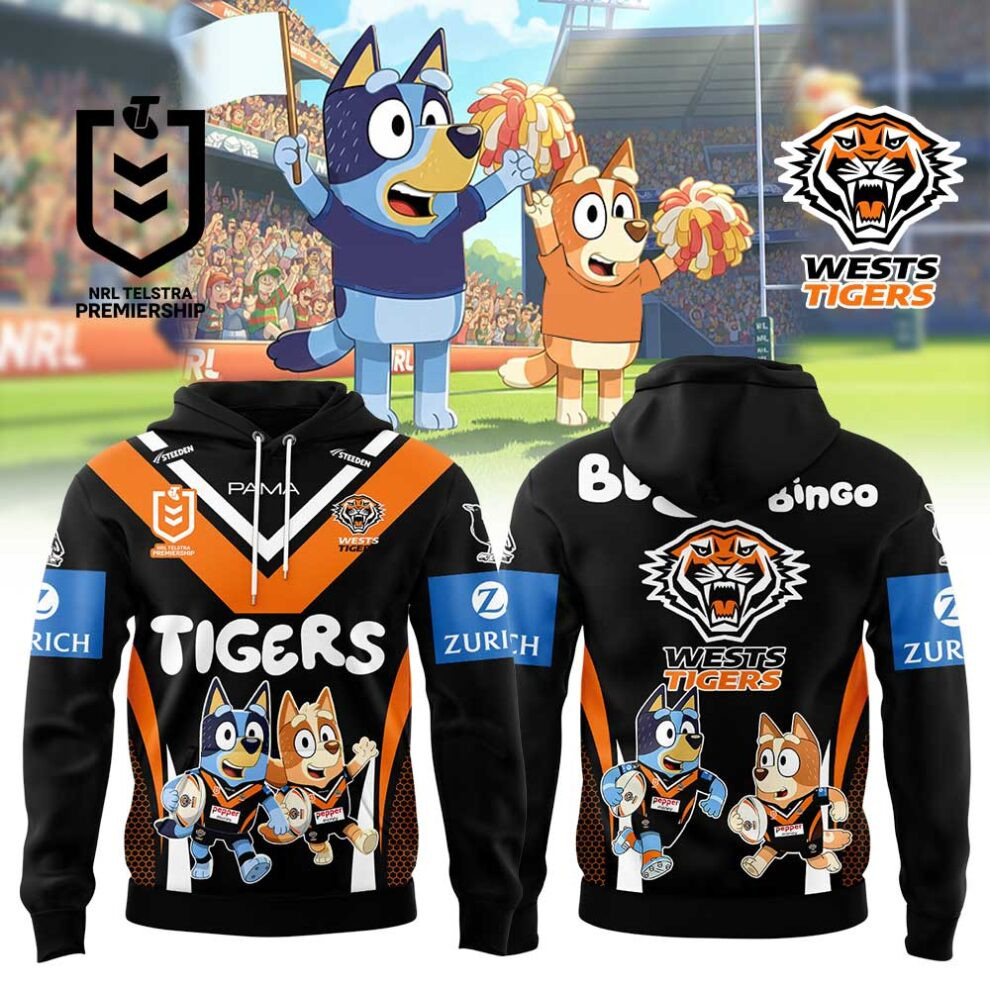Wests Tigers Bluey And Bingo Hoodie Presents For Football Lovers