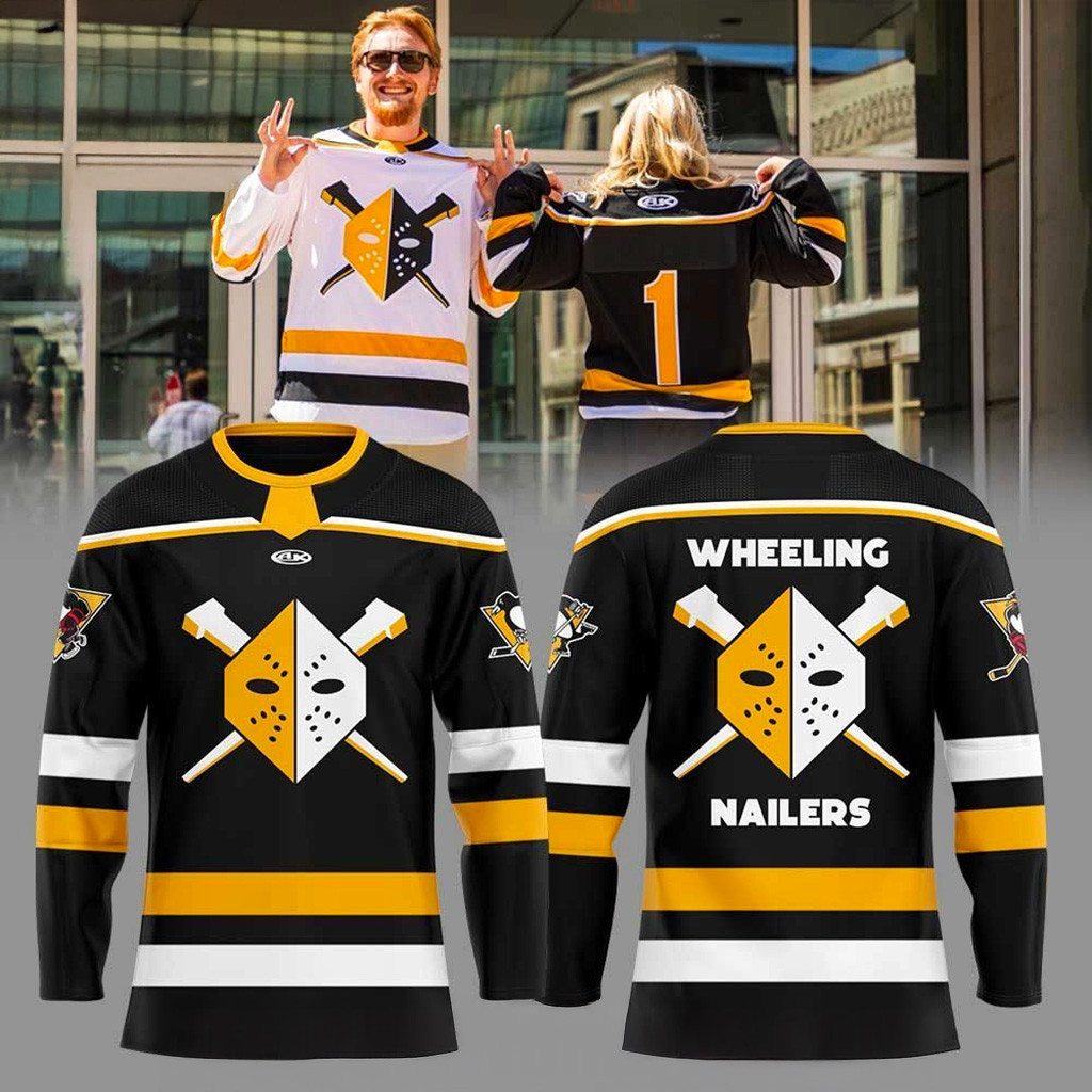 Wheeling Nailers Our 2025 26 Black Jersey Wheeling Nailers Merch Unique Ice Hockey Gifts