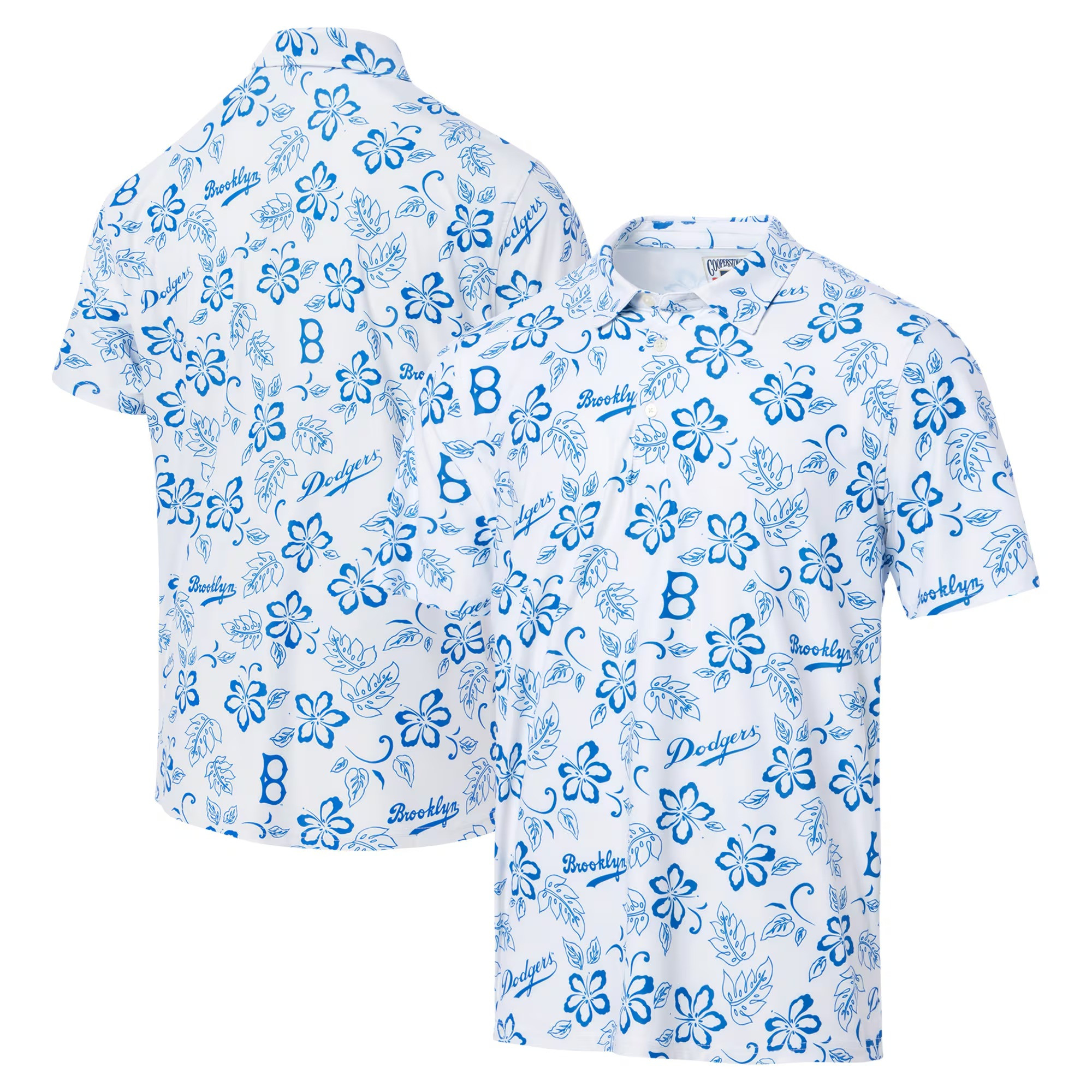 White Brooklyn Dodgers Polo Shirt MLB Aloha Shirt Best Gifts For Baseball Fans