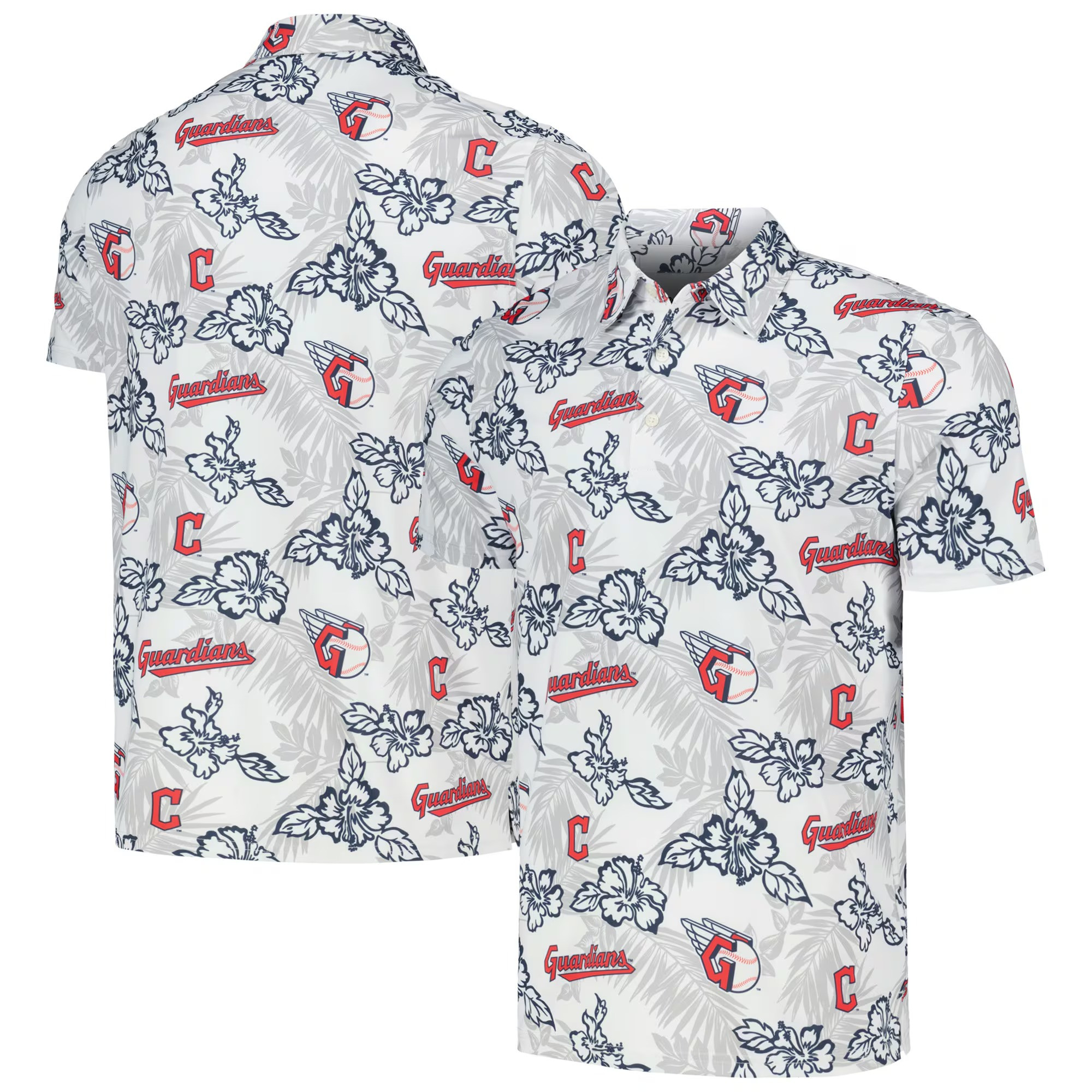 White Cleveland Guardians Polo Shirt MLB Aloha Shirt Unique Father's Day Gifts