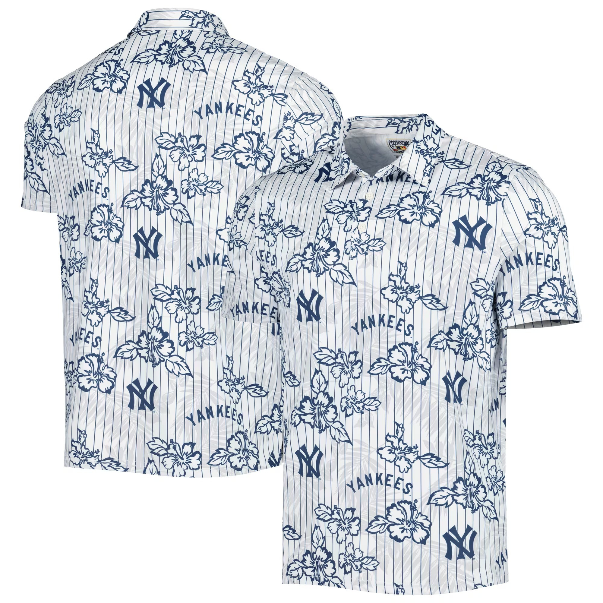 White New York Yankees Polo Shirt MLB Aloha Shirt Father In Law Gifts Dad's Day