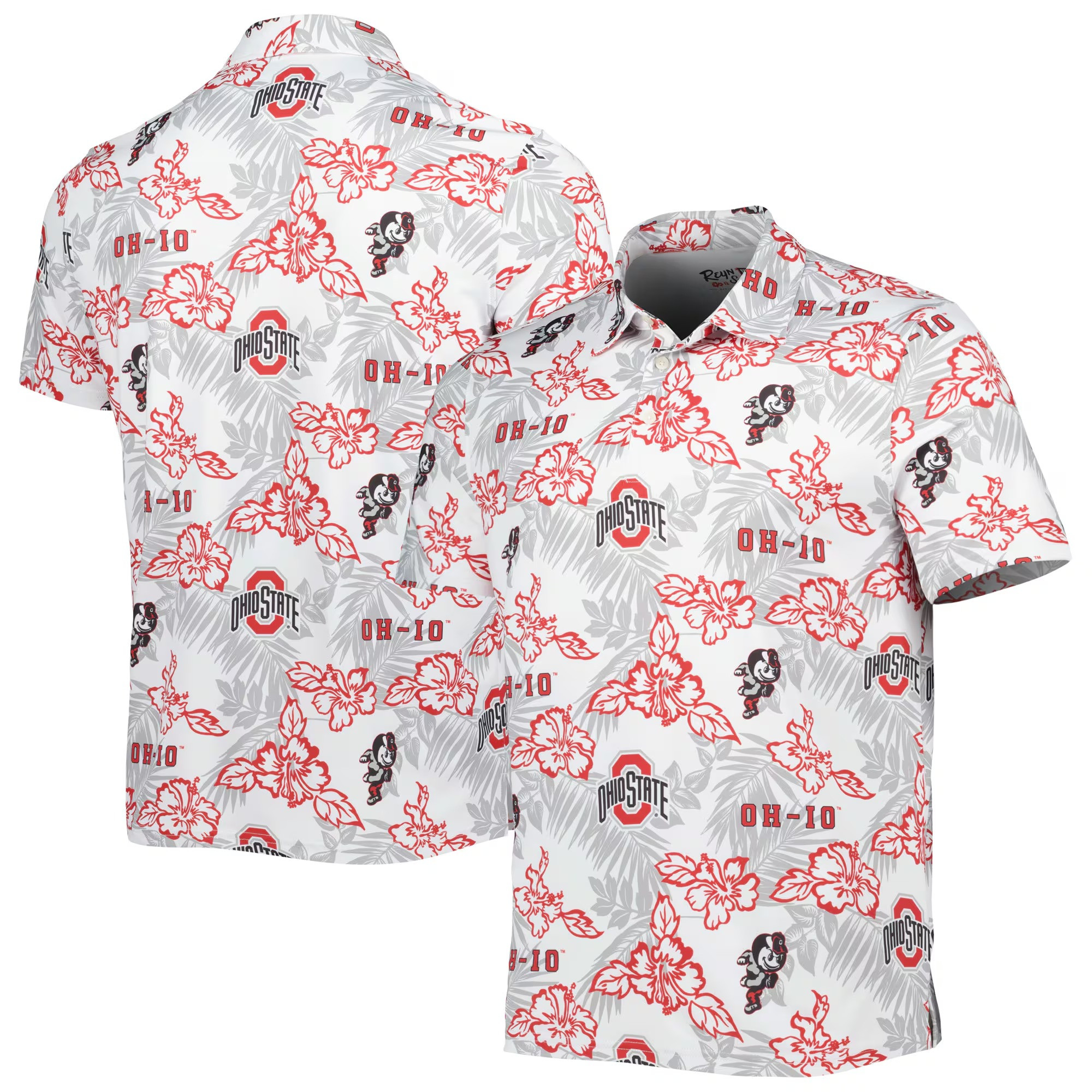 White Ohio State Buckeyes Polo Shirt MLB Aloha Shirt Father's Day Gifts For Husband