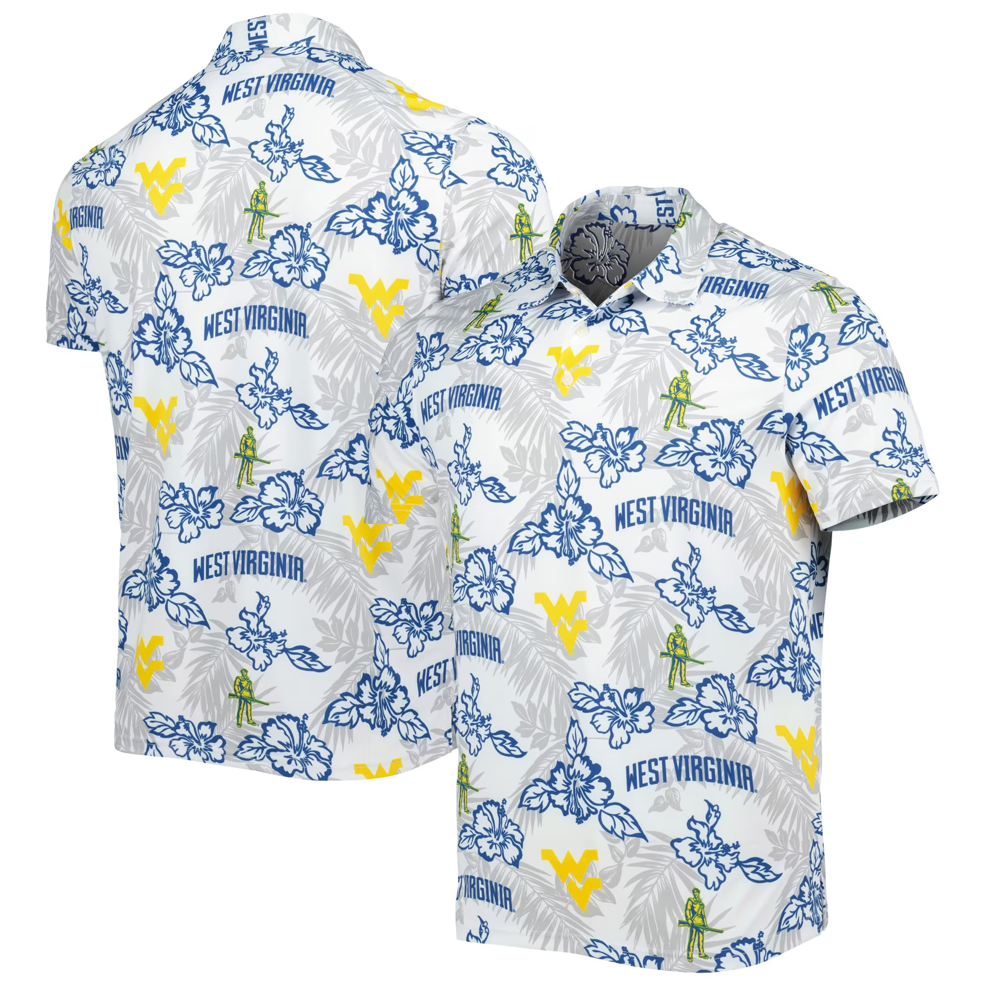 White West Virginia Mountaineers Polo Shirt NCAA Aloha Shirt Top Father's Day Gifts