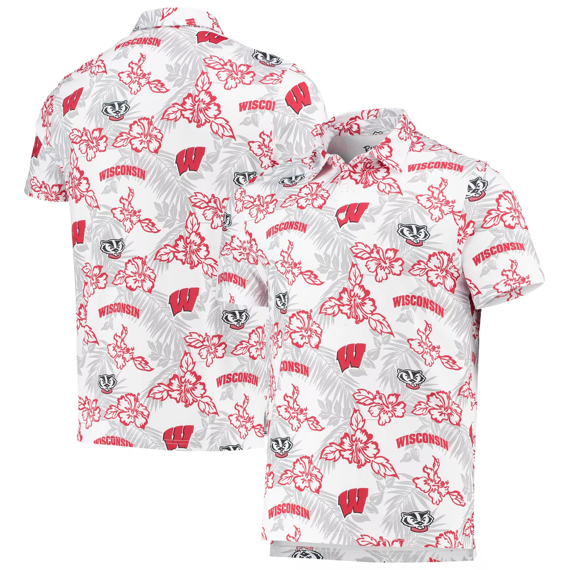 White Wisconsin Badgers Polo Shirt NCAA Aloha Shirt Father's Day Gifts For Husband