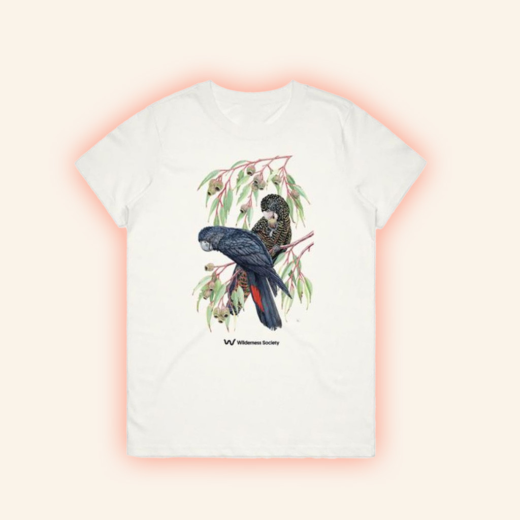 Wilderness Merch Forest Red Tailed Black Cockatoo Natural Organic T-Shirt Friends Gifts