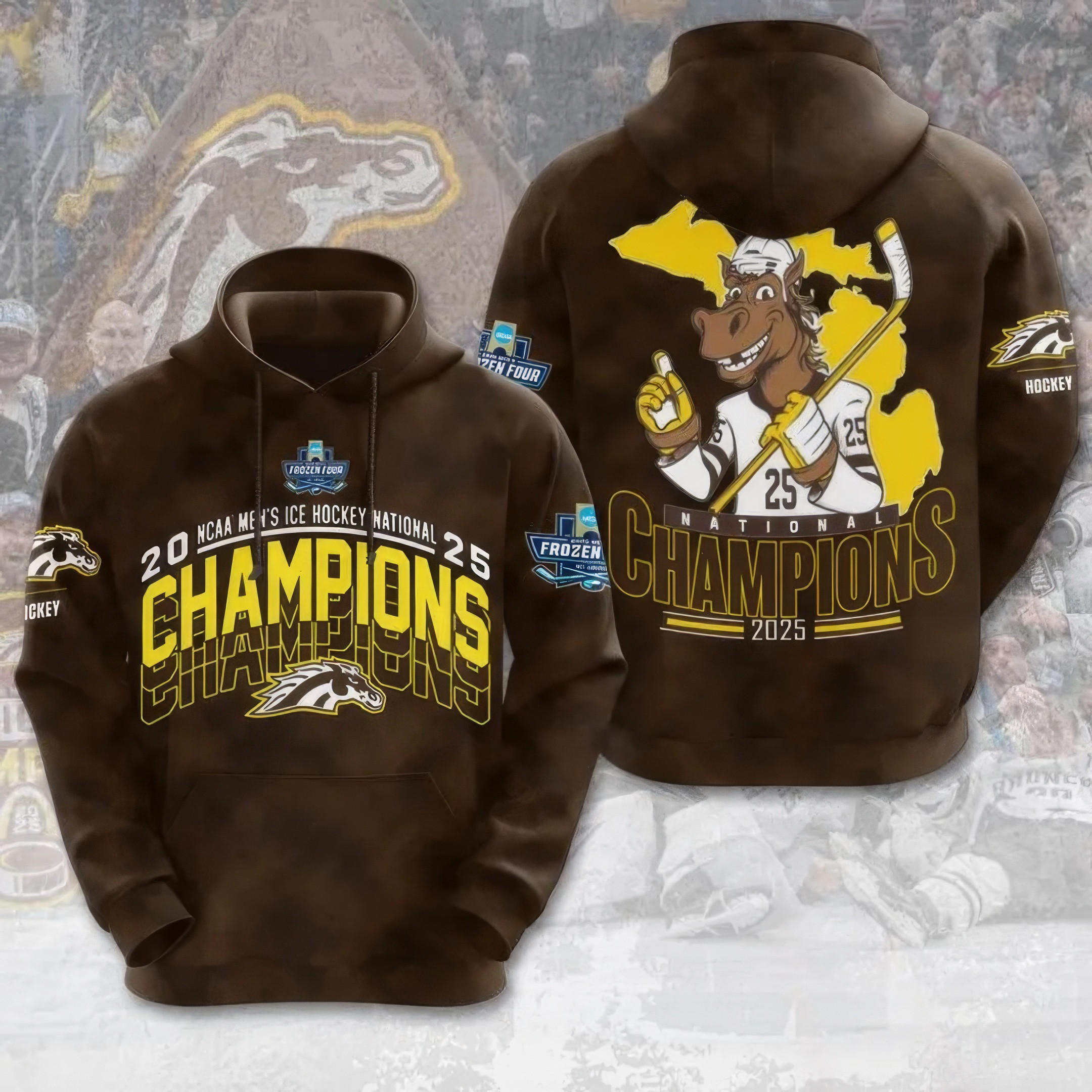 WMU Hockey 2025 National Champion Hoodie Good Gifts For Hockey Fans