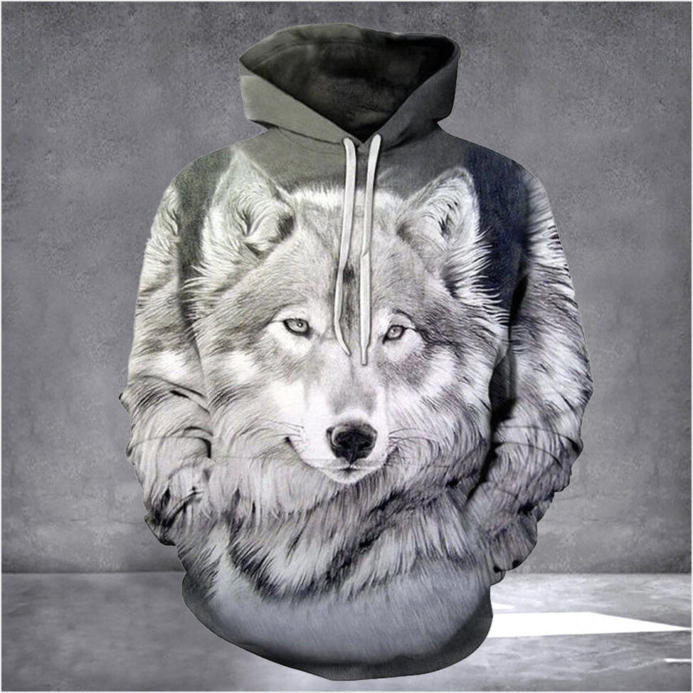 Wolf Head Hoodie 3D Design Animal Clothing Gifts For Wolf Lovers Men Women Gifts For Best Friend