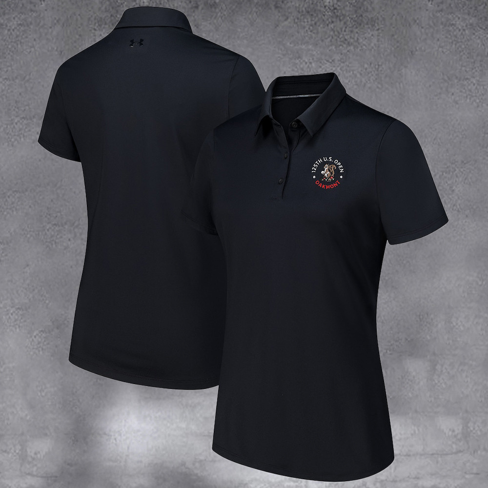 Women's 2025 U.S. Open Black Tee 2 Tri Blend Performance Polo Gifts For Her