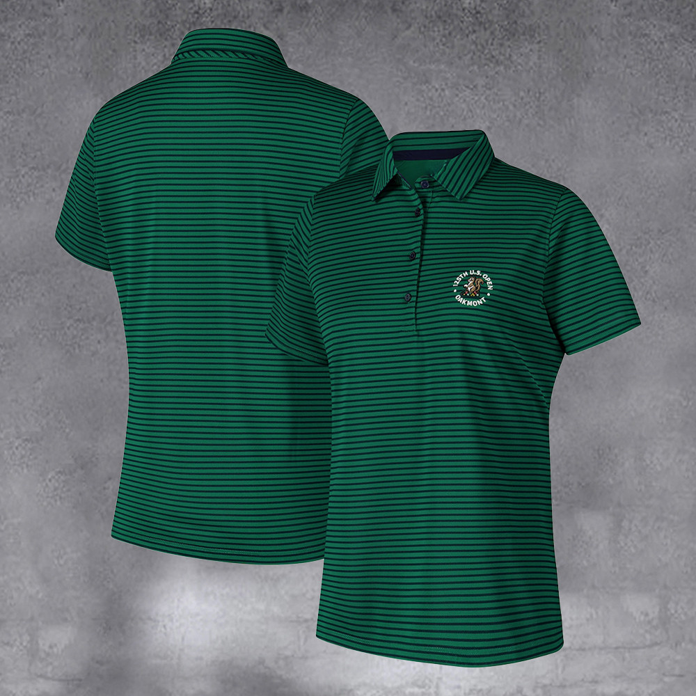 Women's 2025 U.S. Open Hunter Green Stripe Pique Performance Polo Gifts For Her