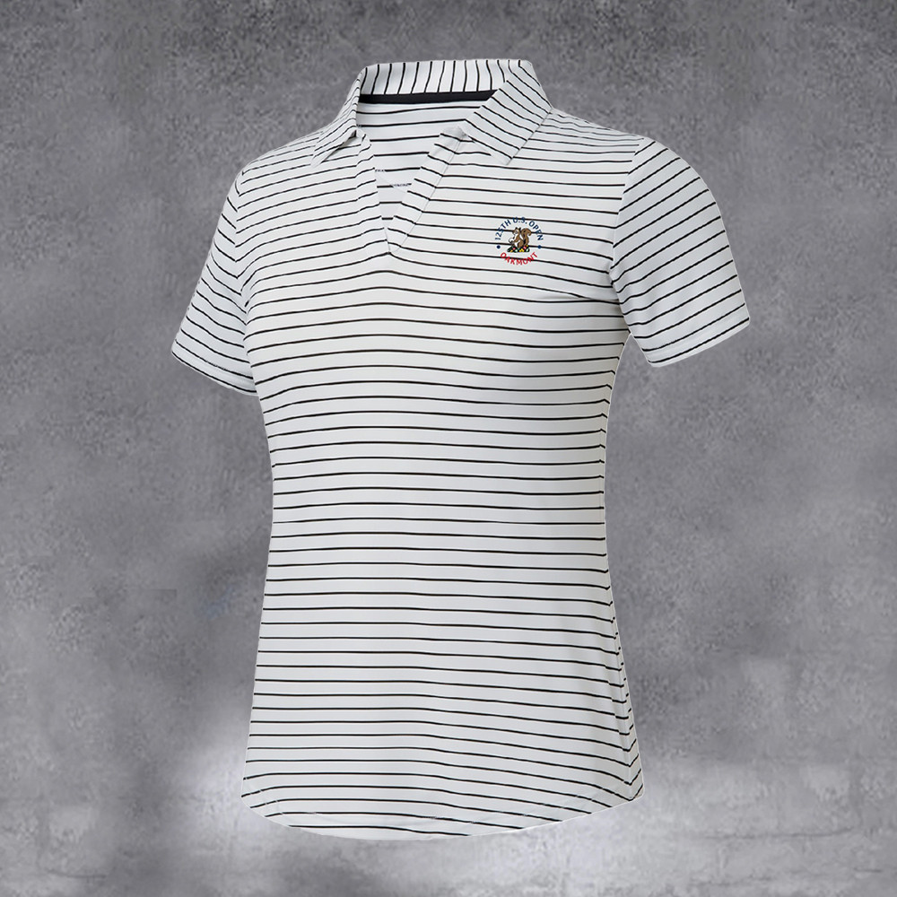 Women's 2025 U.S. Open White Open Collar Stripe Polo Best Gifts Ever For Her
