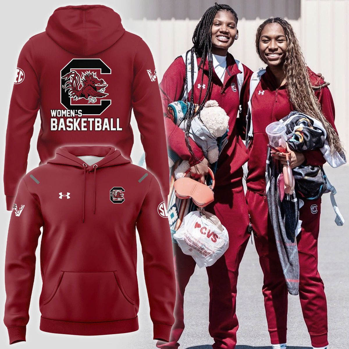 Women's Basketball Scg Uniform Red Hoodie Gift Ideas For Basketball Lovers
