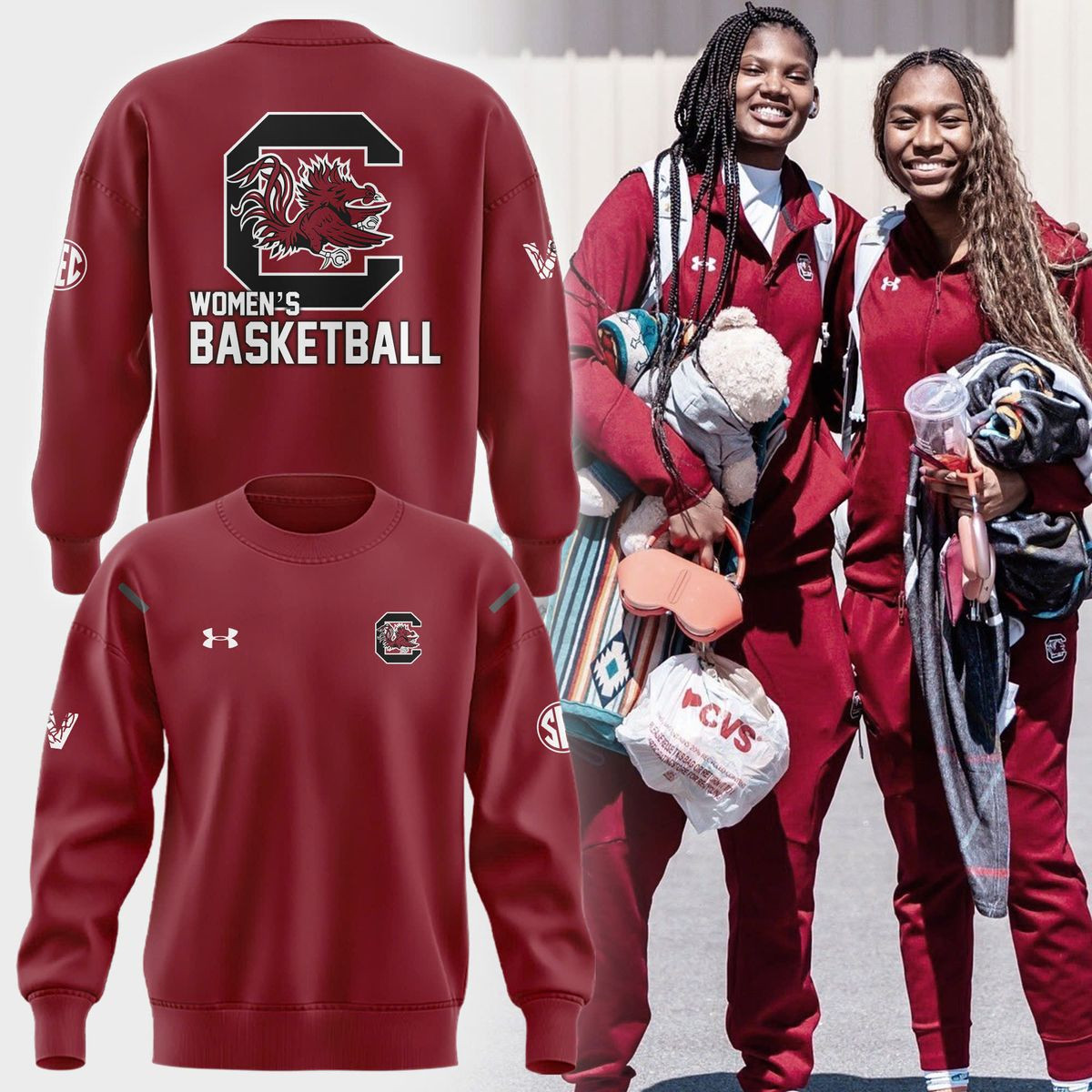 Women's Basketball Scg Uniform Red Sweatshirt Gift Ideas For Basketball Lovers
