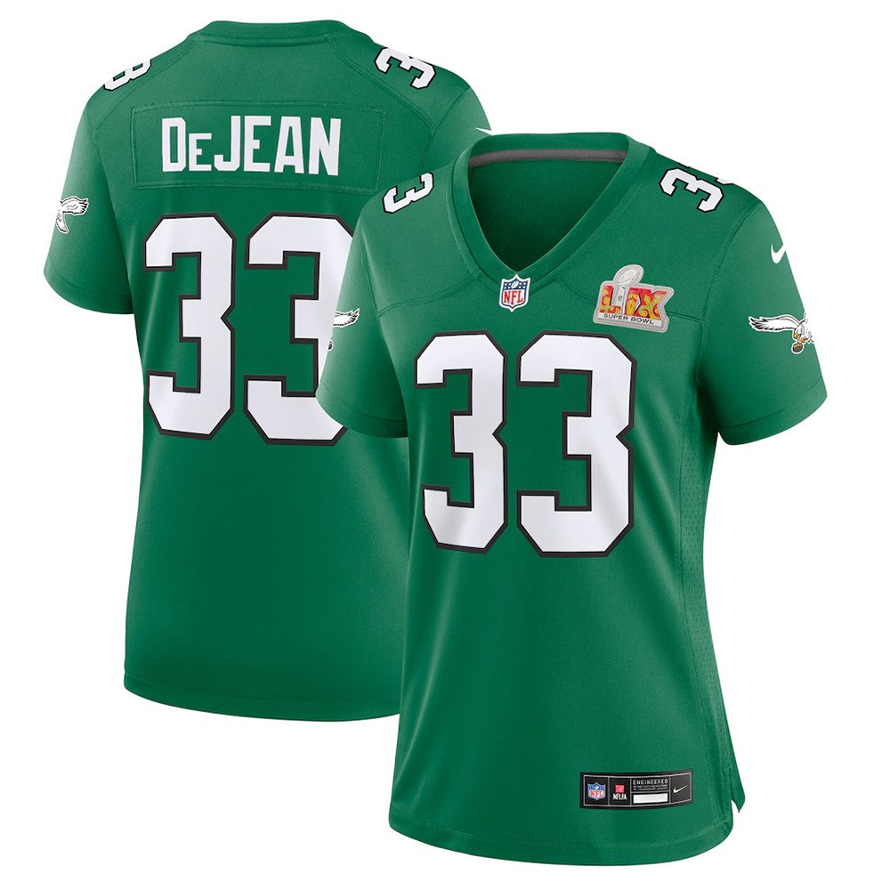 Women's Nike Cooper DeJean Kelly Green Philadelphia Eagles Super Bowl LIX 2nd Alternate Game Jersey