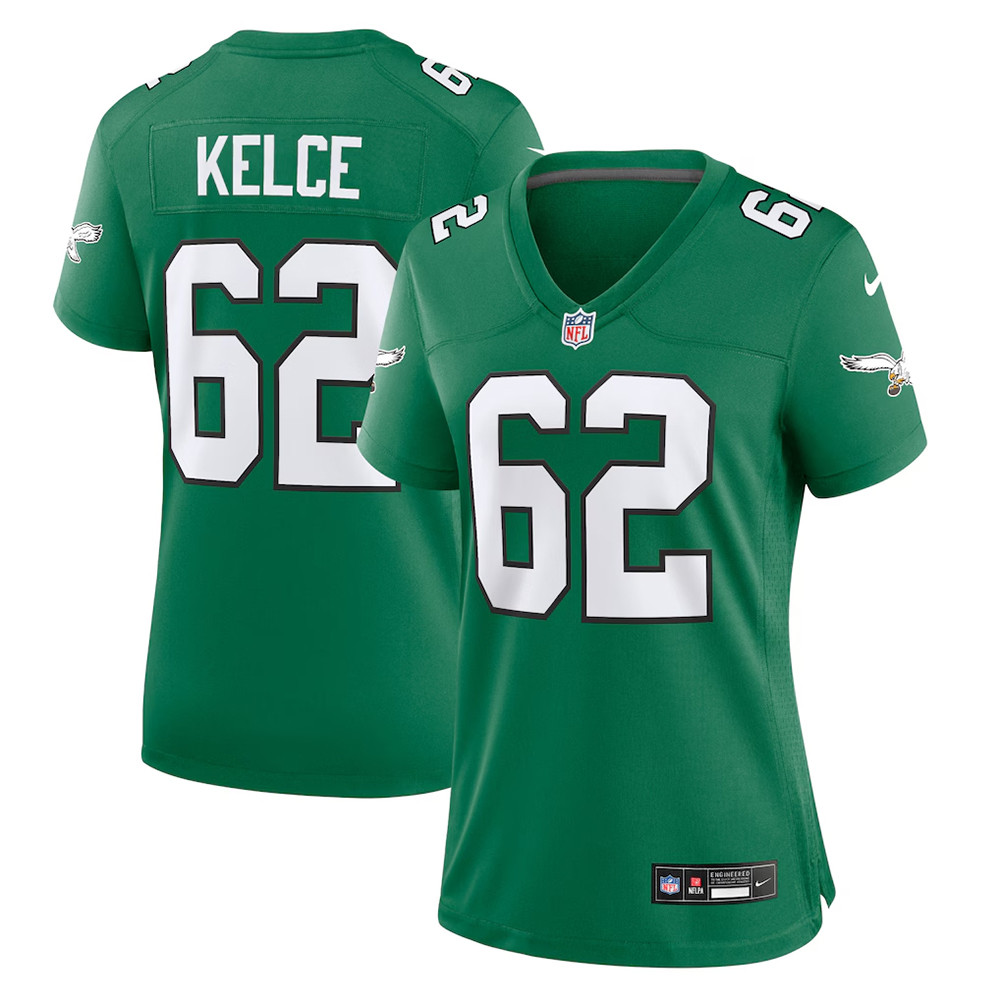 Women's Nike Jason Kelce Kelly Green Philadelphia Eagles Player Jersey Gifts For Mom