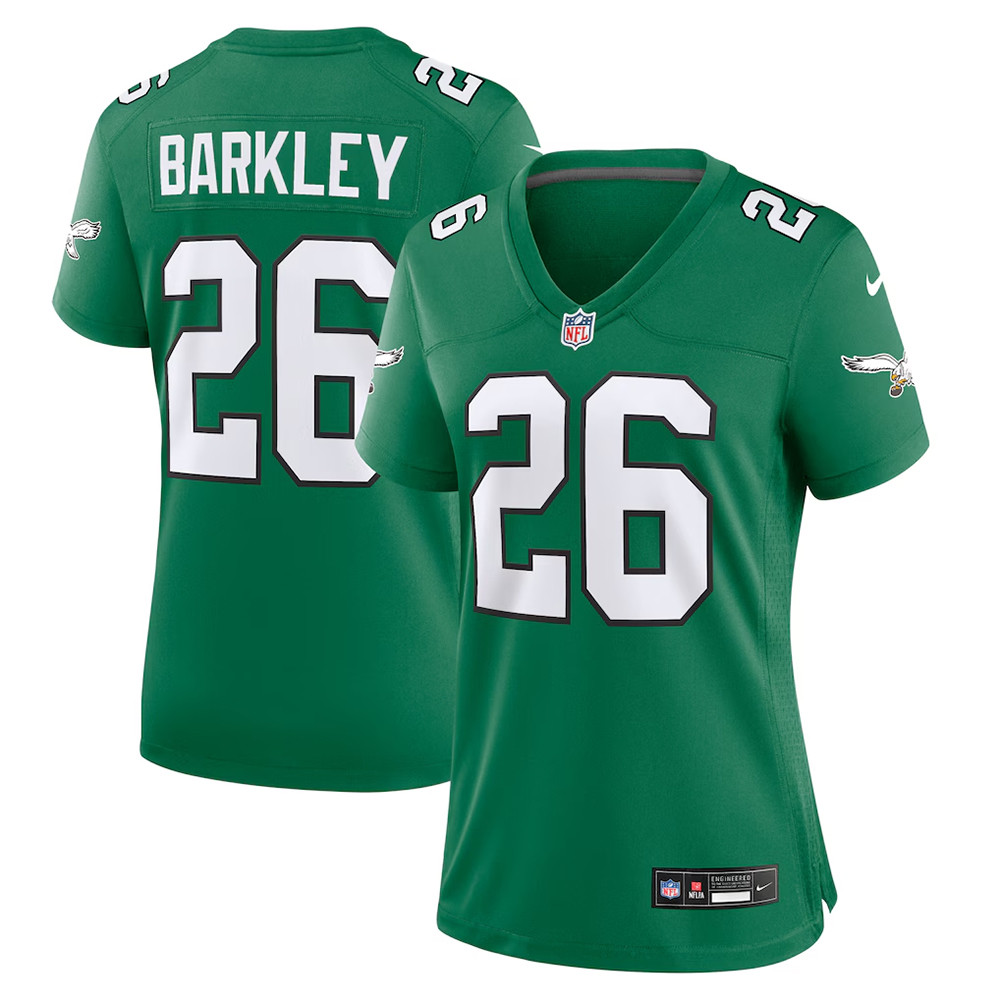Women's Nike Saquon Barkley Kelly Green Philadelphia Eagles Alternate Game Jersey Fans Gifts
