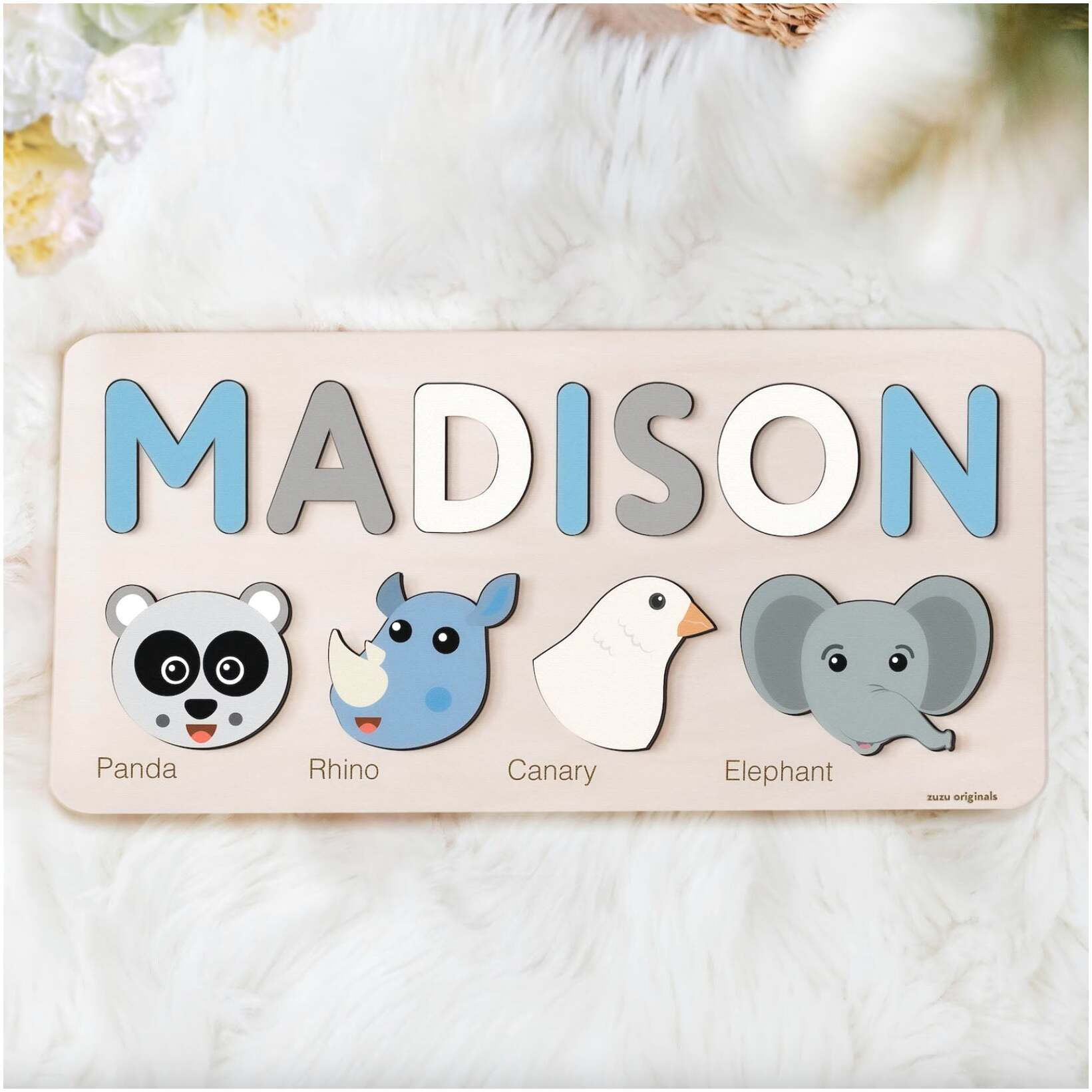 Wooden Busy Board, Personalized Name Puzzle Toy, Baby Girl Gift, Wood Toys for One Year Old