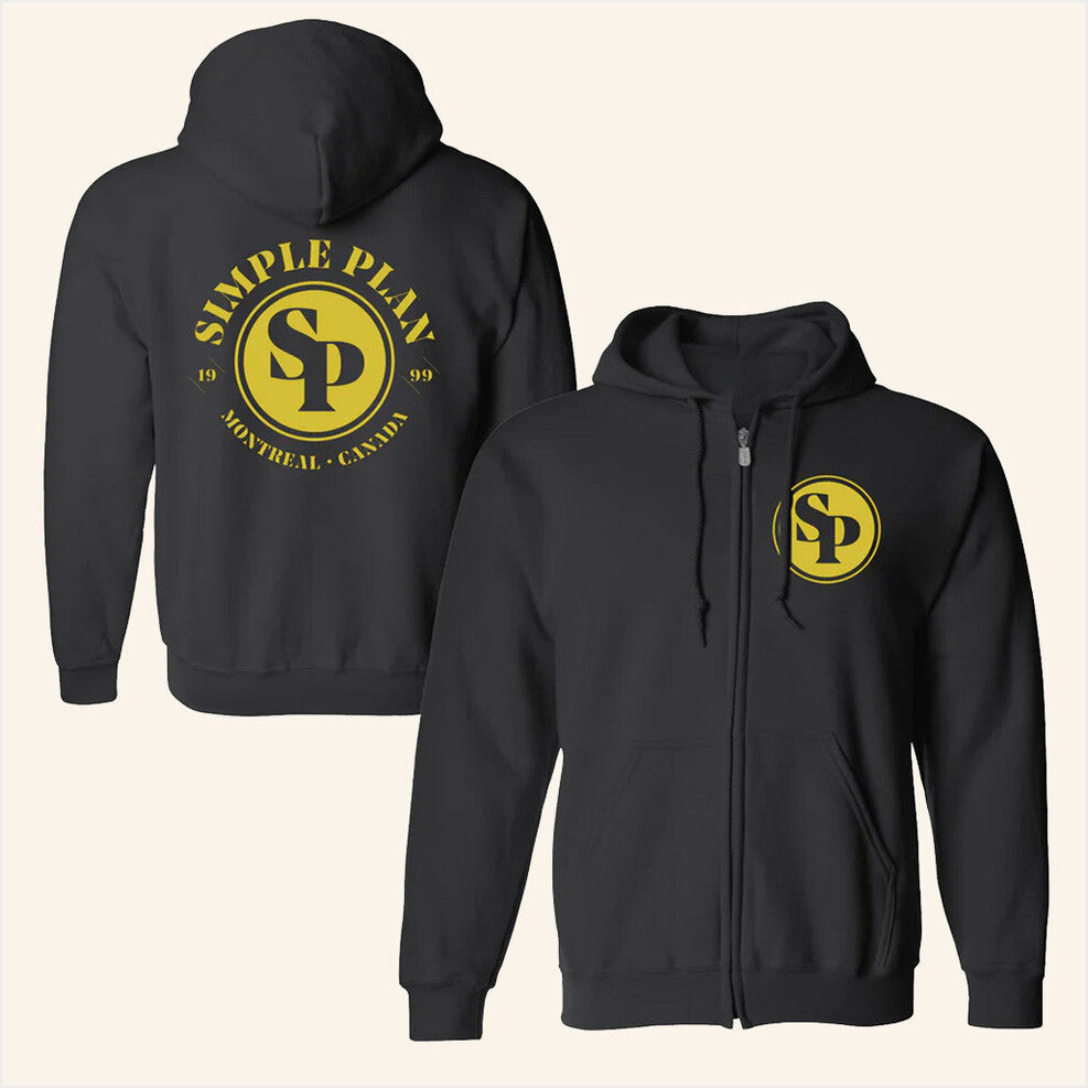 Yellow Circle Logo Zip Hoodie Simple Plan Merch Birthday Gifts For Best Friend