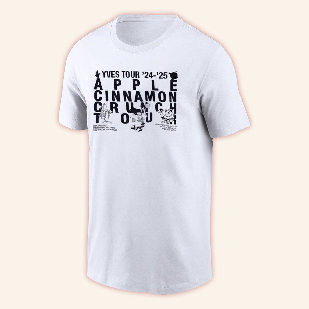 Yves Merch 2025 White T-Shirt Apple Cinnamon Crunch Yves Merch Gifts For Dudes