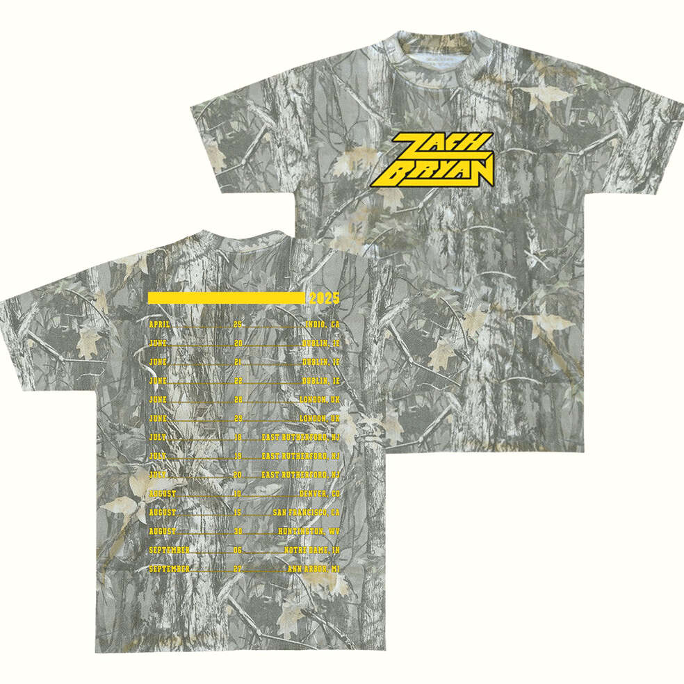 Zach Bryan Tour Merch 2025 Camo T-Shirt Gifts For Fans Birthday Gifts For Sister